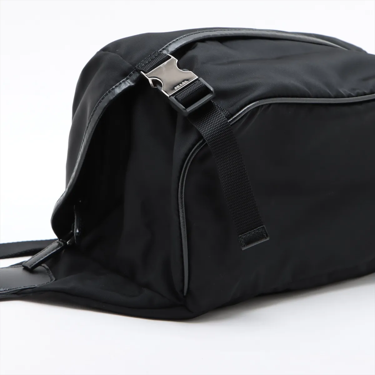 Tessuto Nylon x Leather Body Bag, Black — view 4