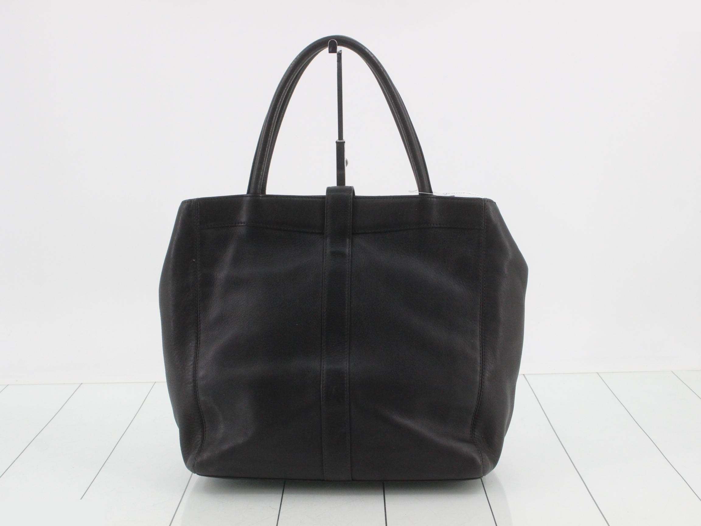 Leather Coco Mark Tote Bag, Black — view 2