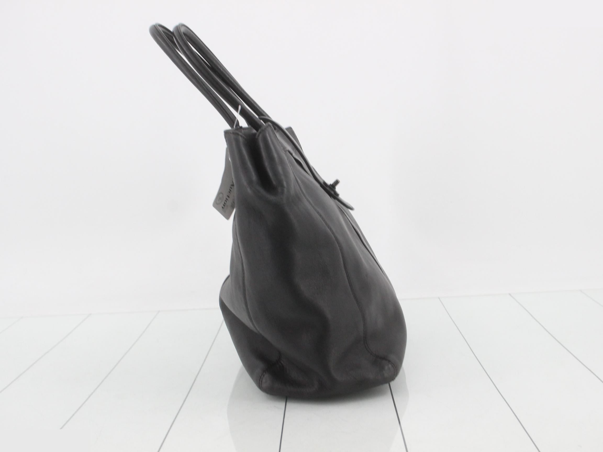 Leather Coco Mark Tote Bag, Black — view 4