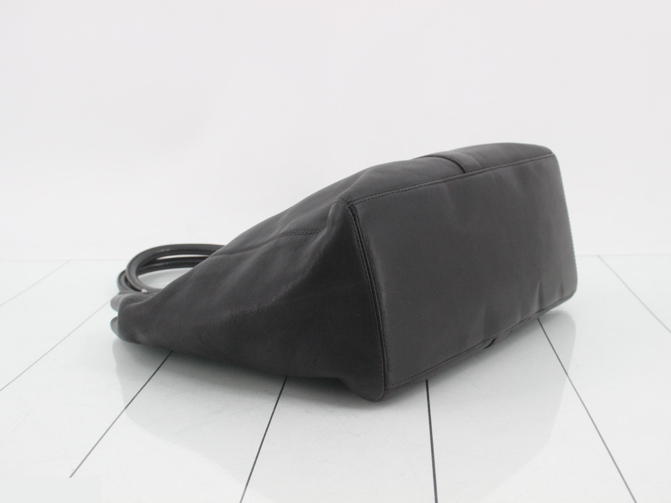 Leather Coco Mark Tote Bag, Black — view 5