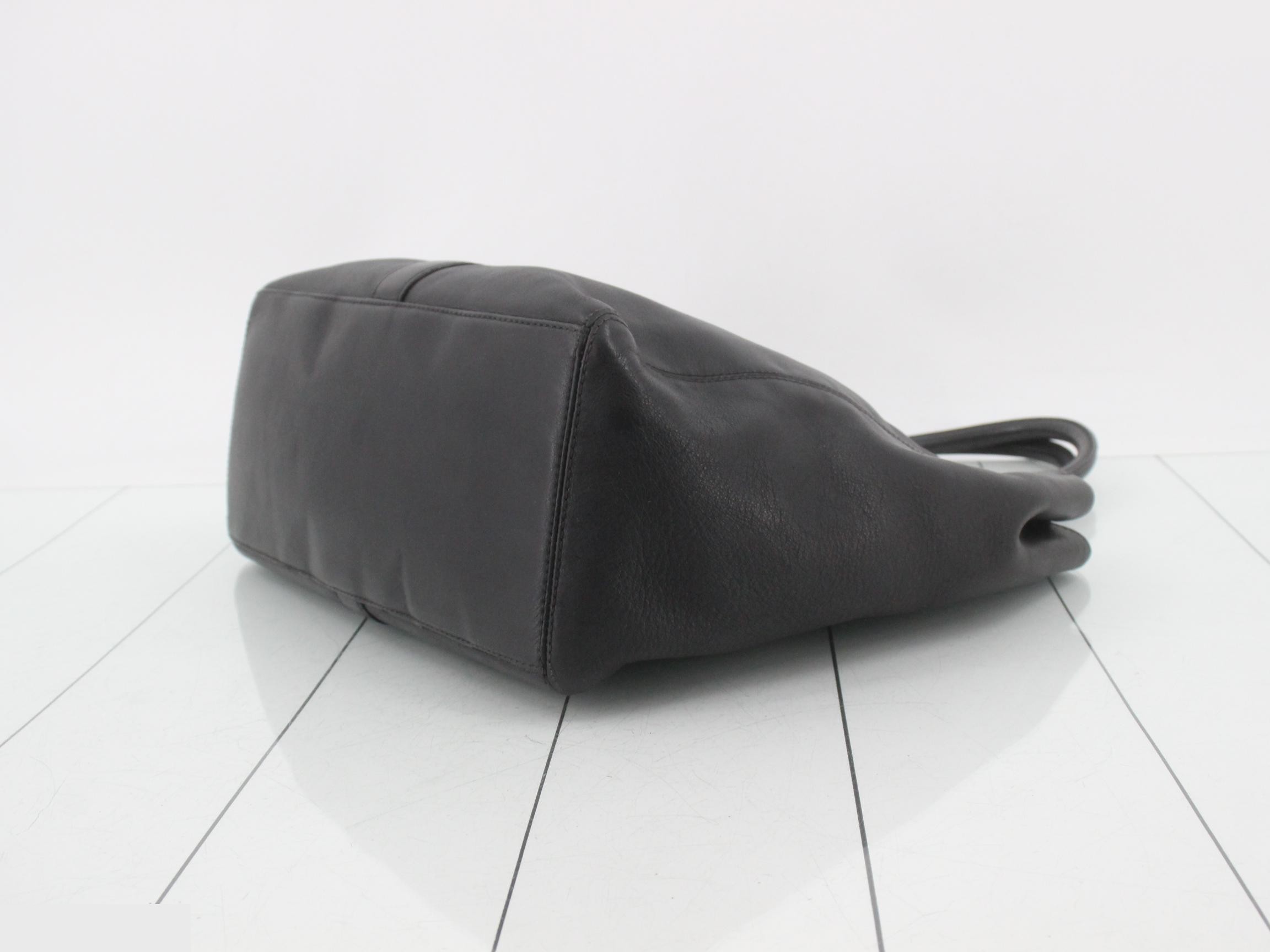 Leather Coco Mark Tote Bag, Black — view 6