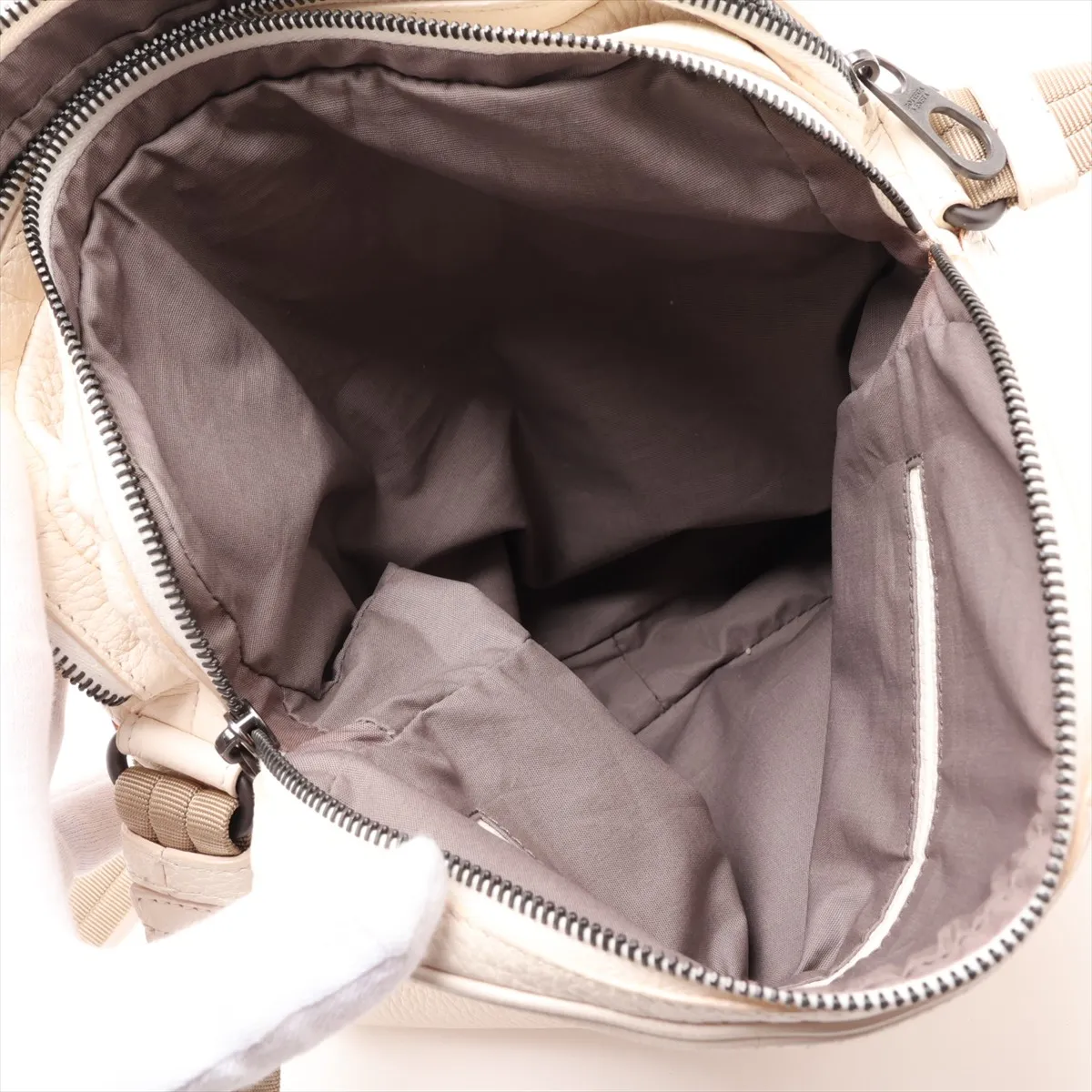 Intrecciato Leather Shoulder Bag, White — view 6