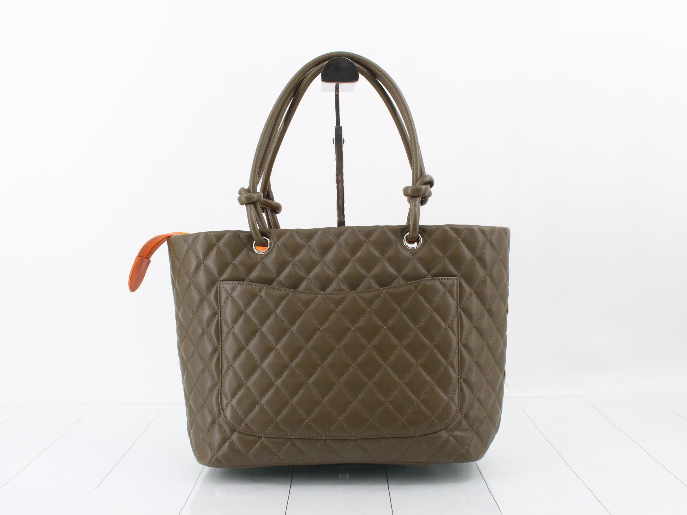 Cambon Line Large Tote, Lambskin, Khaki — view 2