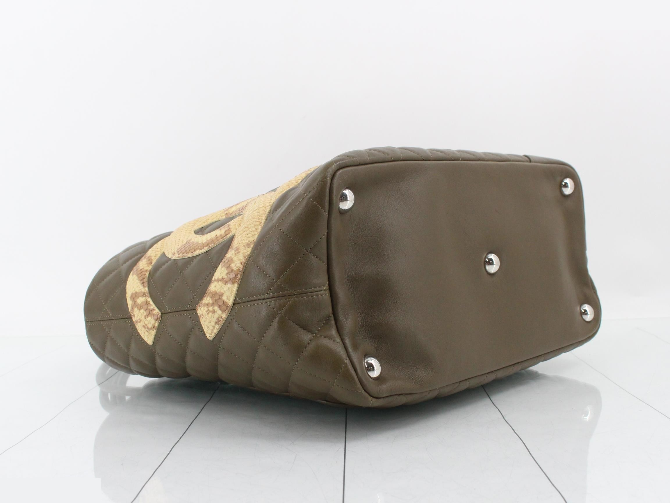 Cambon Line Large Tote, Lambskin, Khaki — view 5