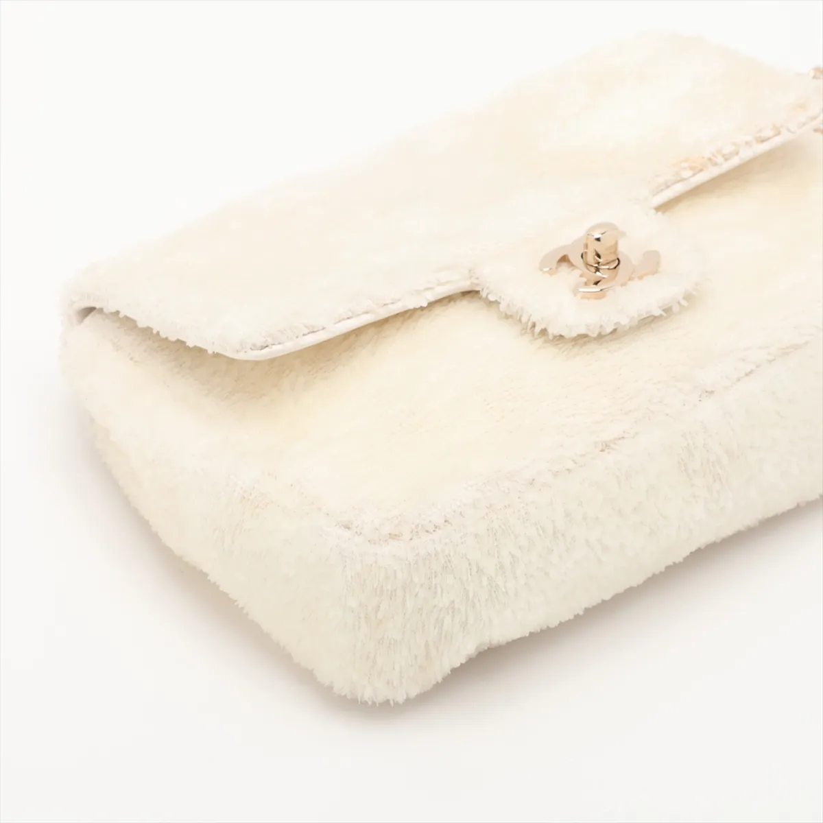 Matelassé Sequin Single Flap Single Chain Bag, White with Gold Hardware, 28539539 (Serial Number 28) — view 4