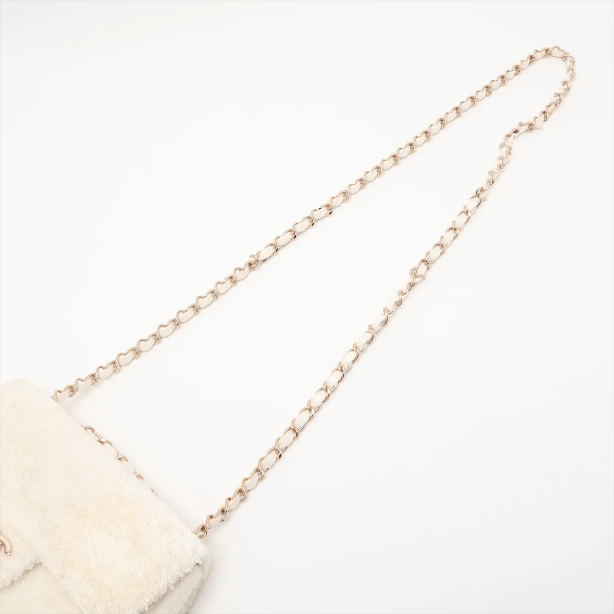 Matelassé Sequin Single Flap Single Chain Bag, White with Gold Hardware, 28539539 (Serial Number 28) — view 5