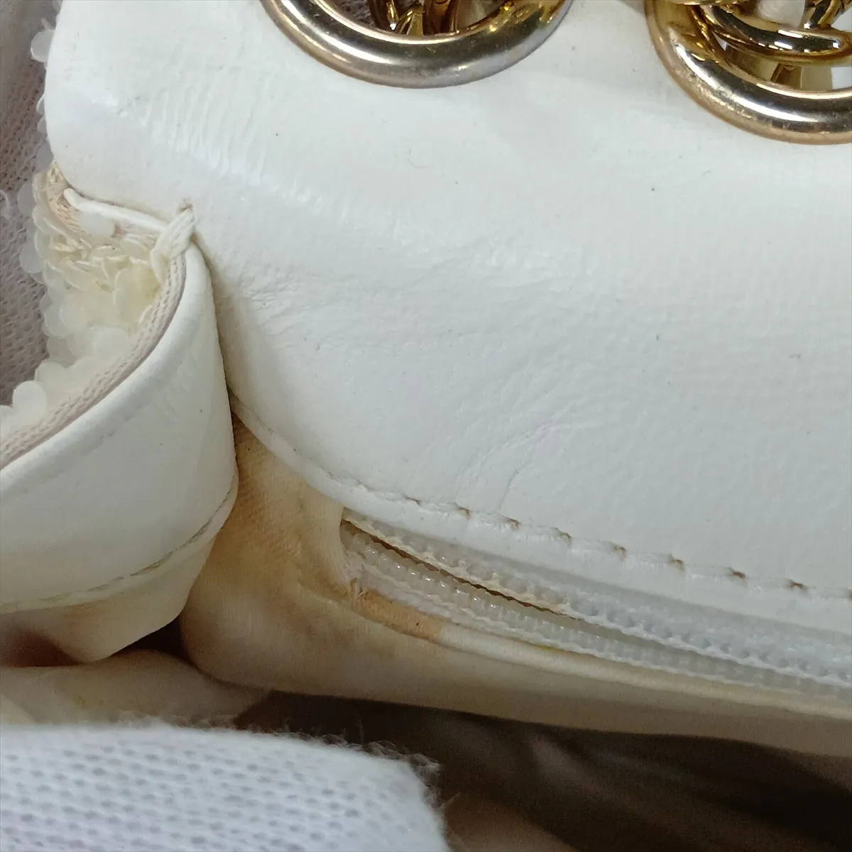 Matelassé Sequin Single Flap Single Chain Bag, White with Gold Hardware, 28539539 (Serial Number 28) — view 10