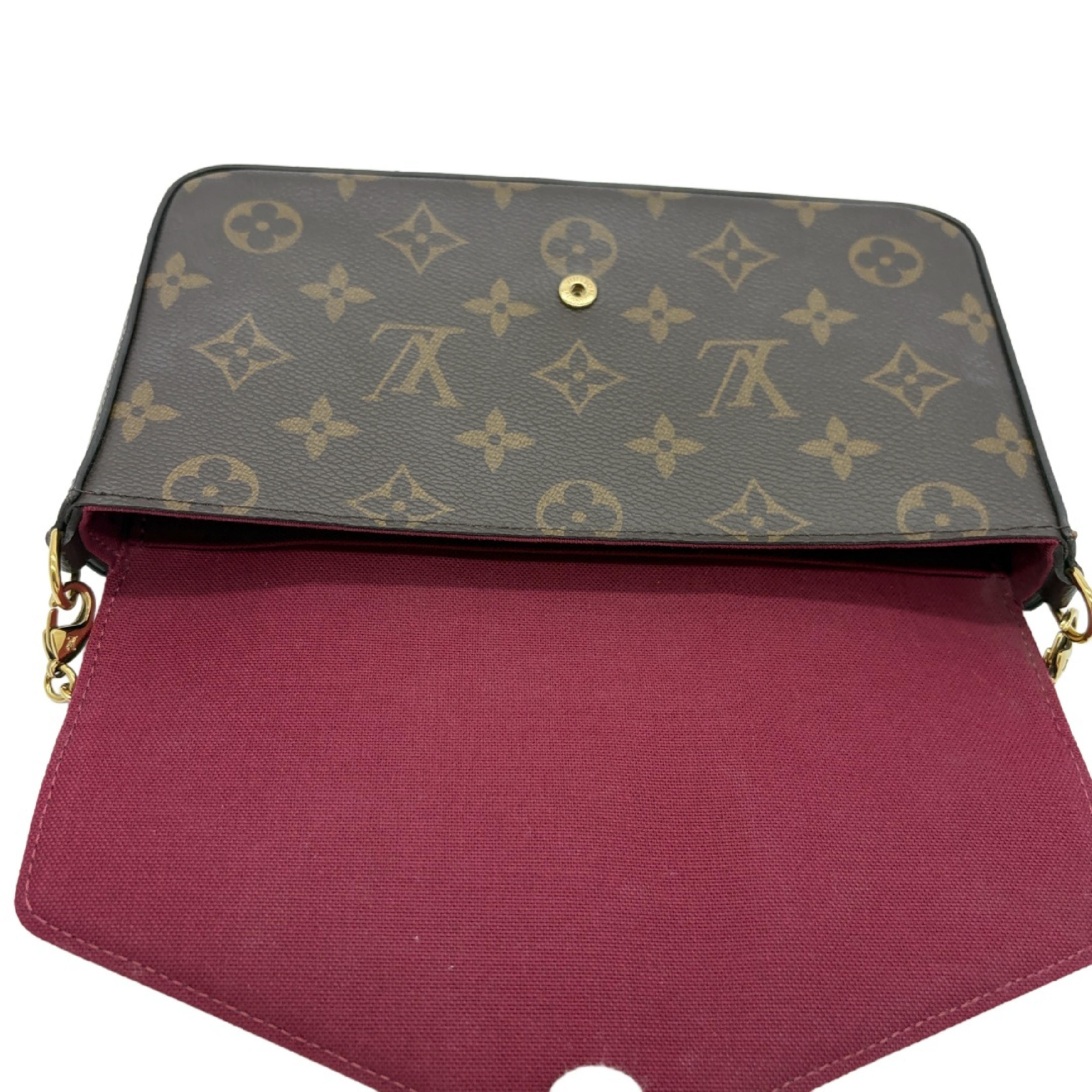 Monogram Pochette Felicie Chain Shoulder Bag Fuchsia Gold Hardware Shoulder Bag — view 11