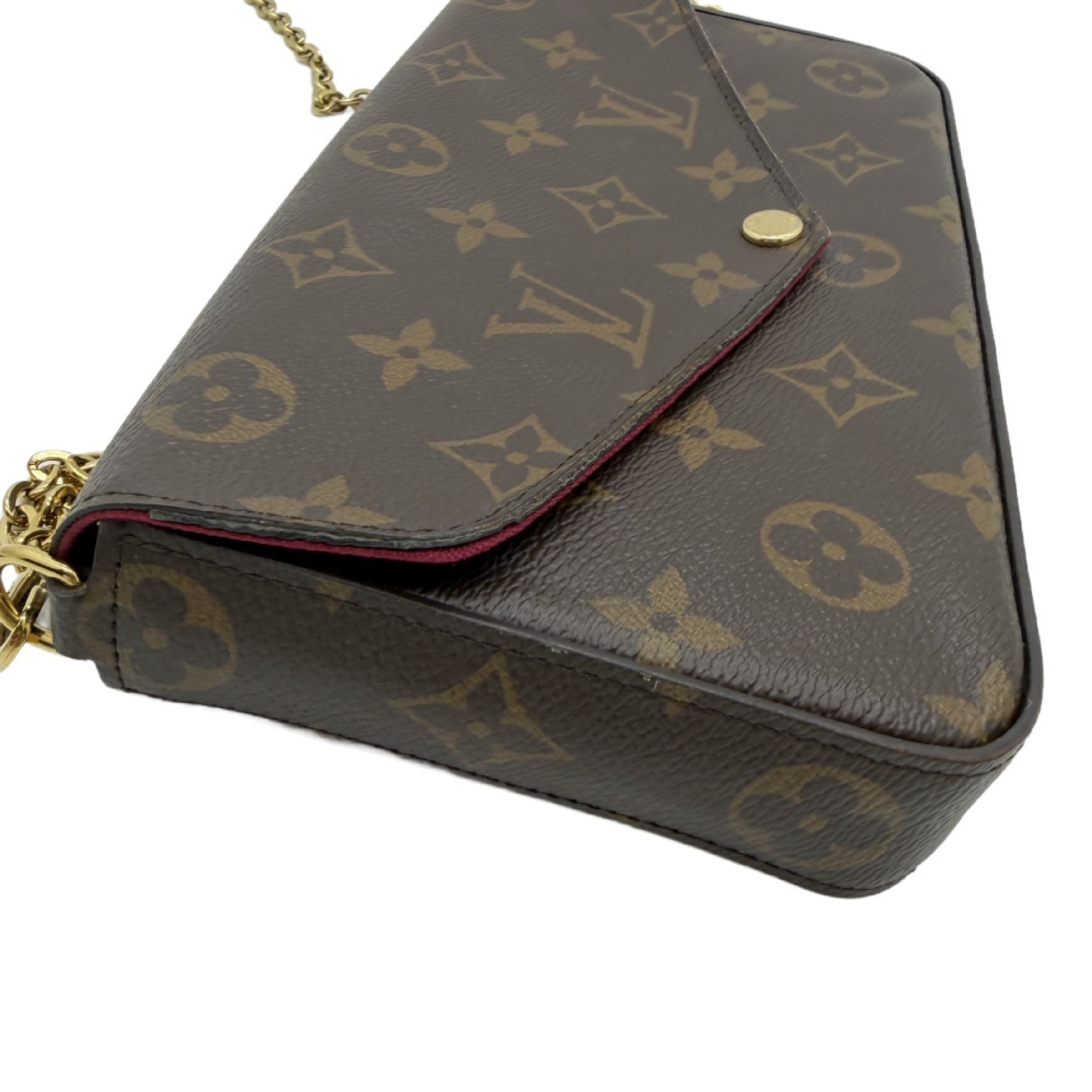 Monogram Pochette Felicie Chain Shoulder Bag Fuchsia Gold Hardware Shoulder Bag — view 3