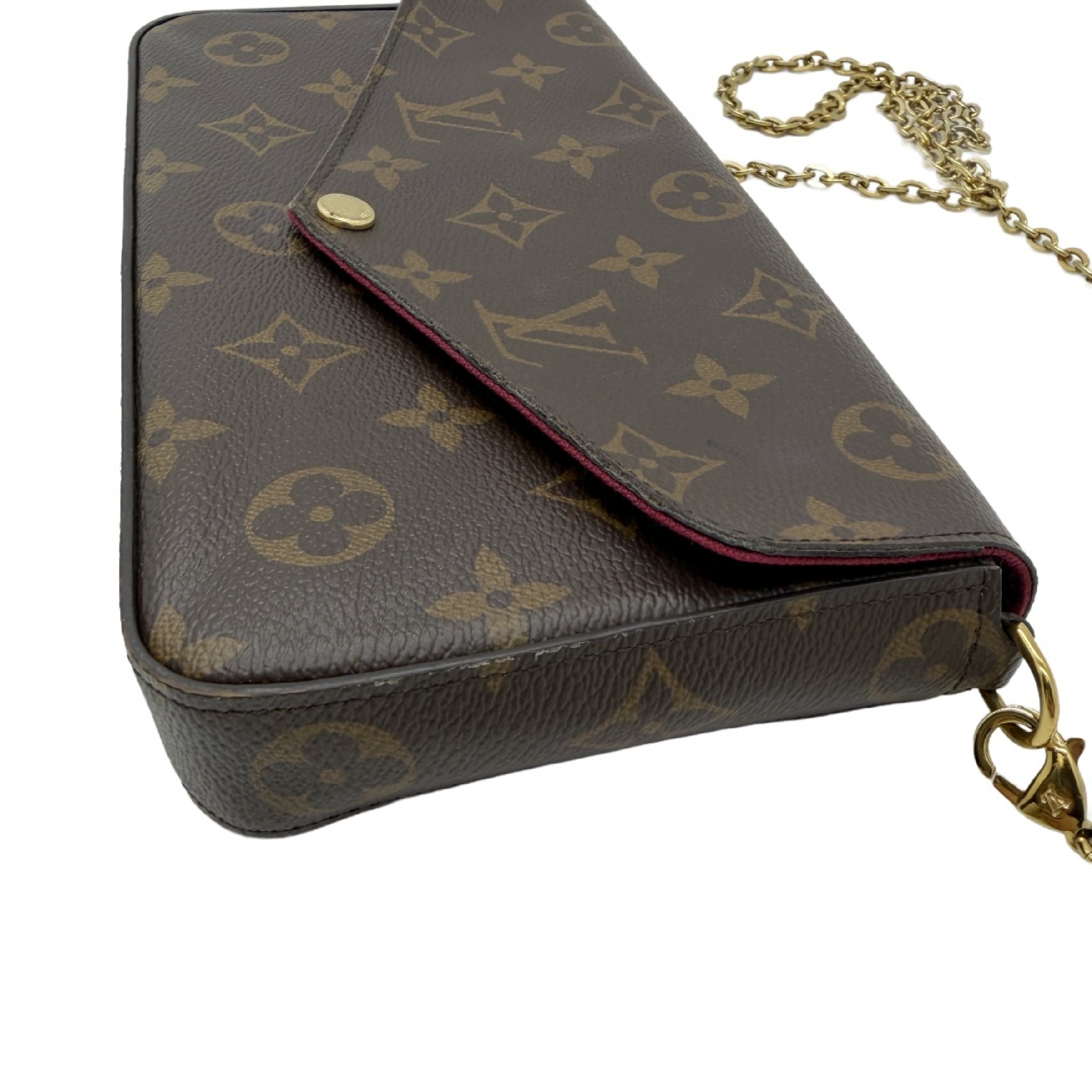 Monogram Pochette Felicie Chain Shoulder Bag Fuchsia Gold Hardware Shoulder Bag — view 4