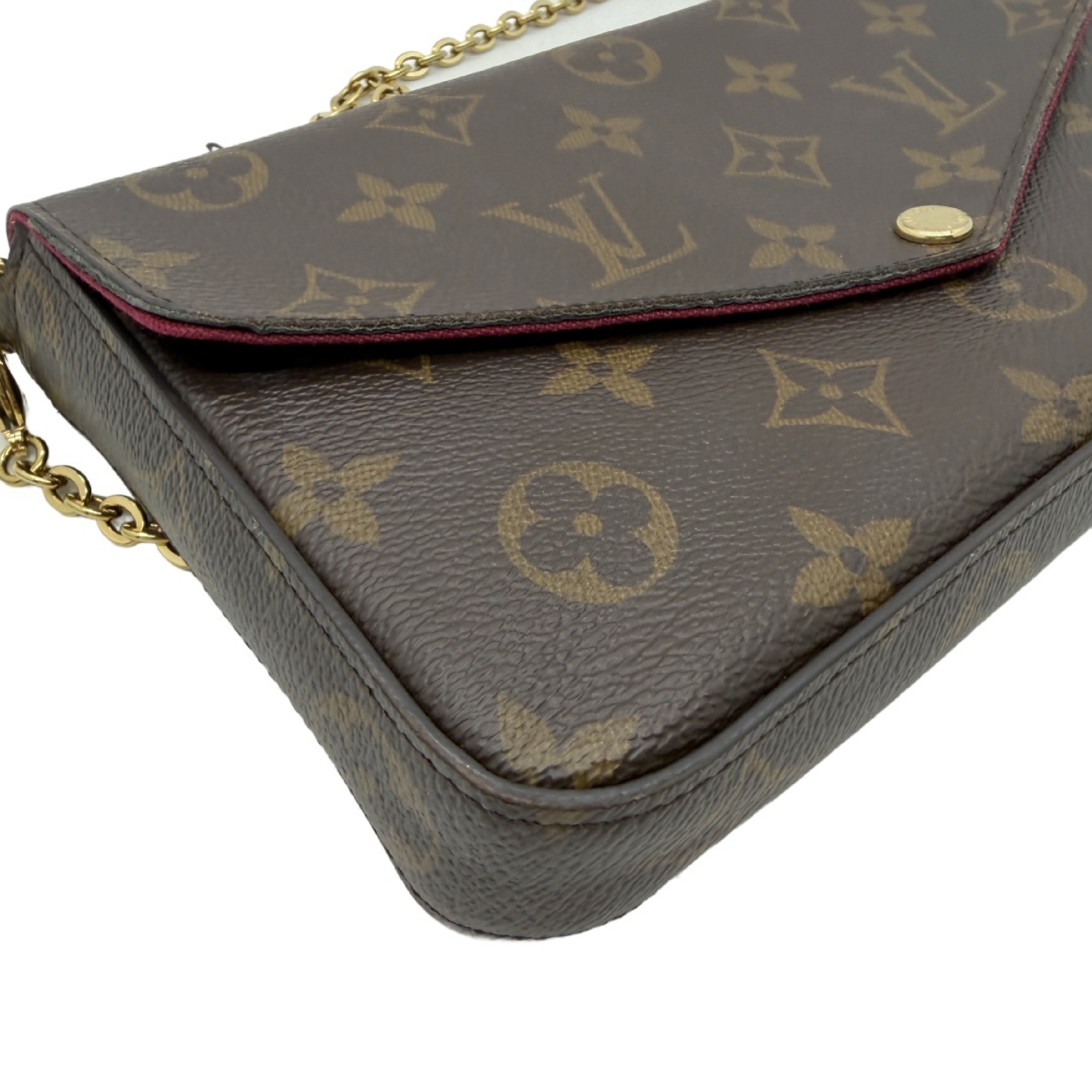 Monogram Pochette Felicie Chain Shoulder Bag Fuchsia Gold Hardware Shoulder Bag — view 5