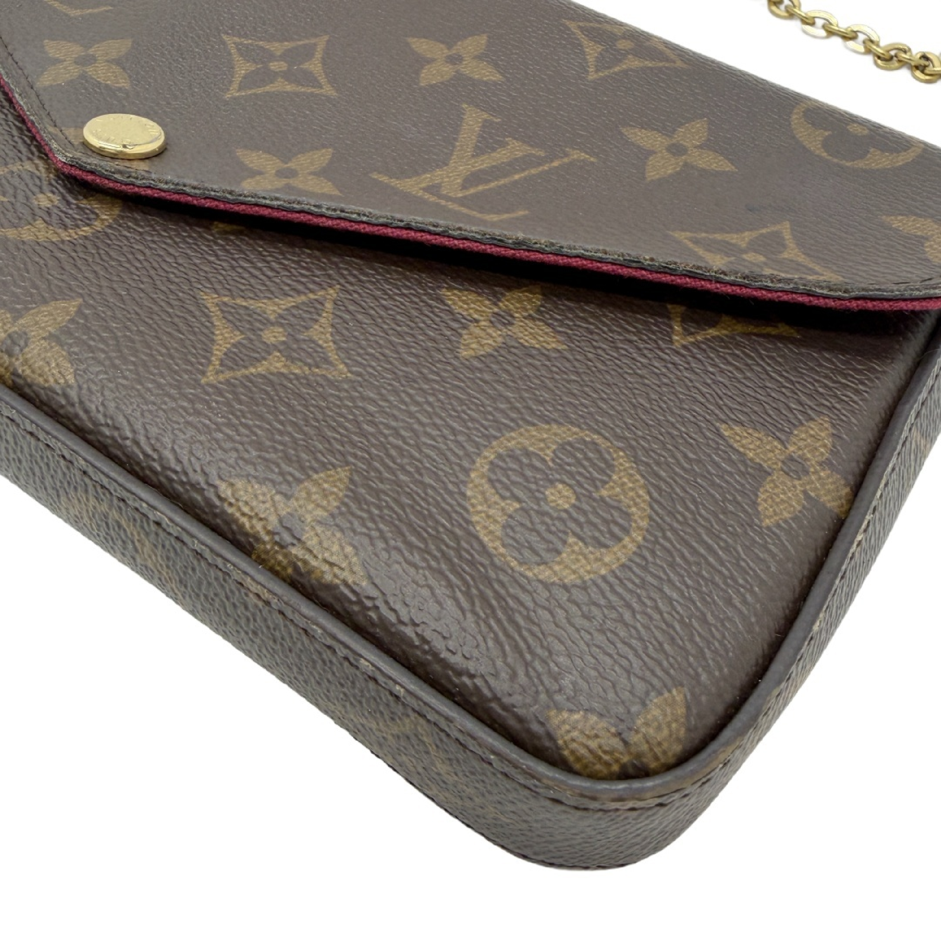 Monogram Pochette Felicie Chain Shoulder Bag Fuchsia Gold Hardware Shoulder Bag — view 7