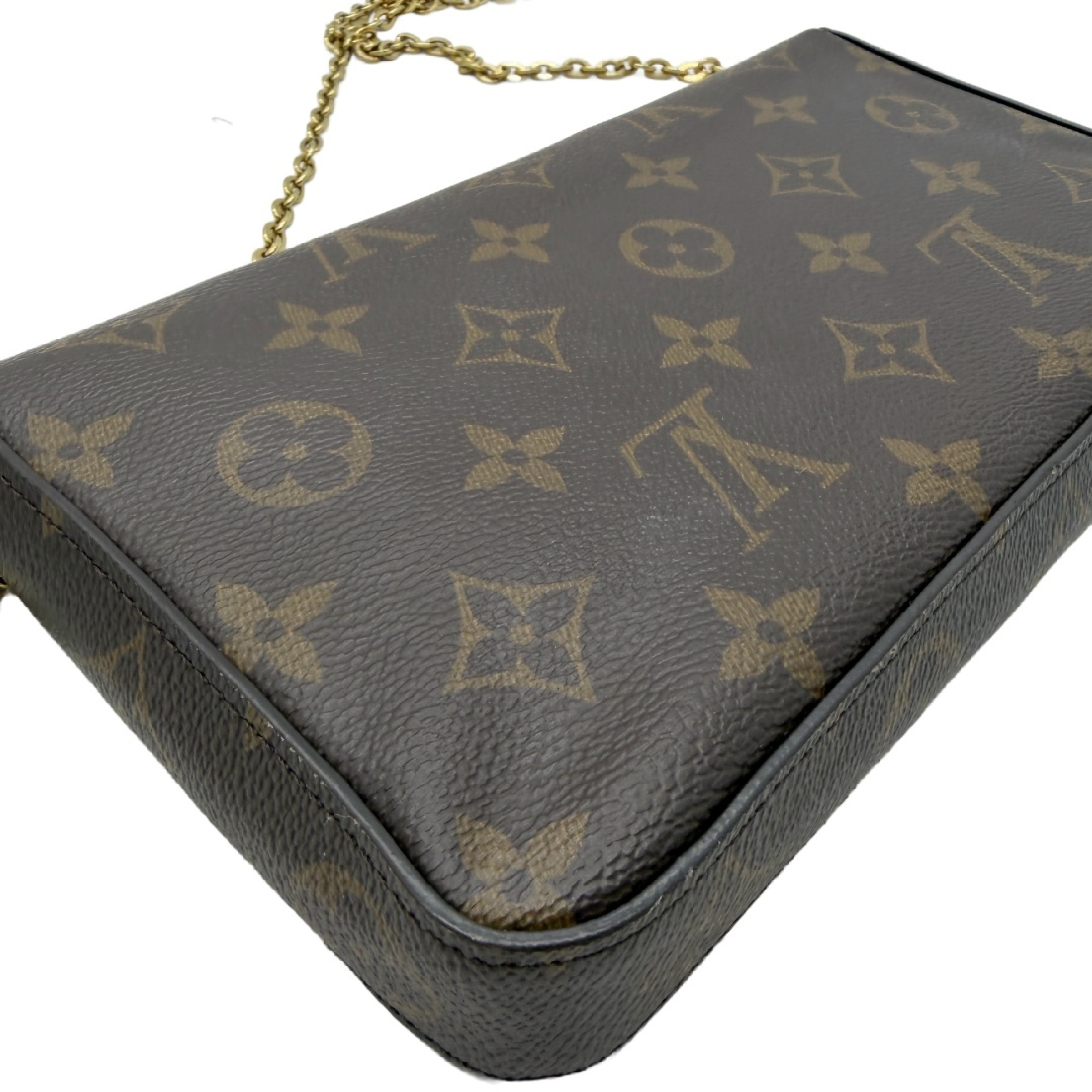 Monogram Pochette Felicie Chain Shoulder Bag Fuchsia Gold Hardware Shoulder Bag — view 8
