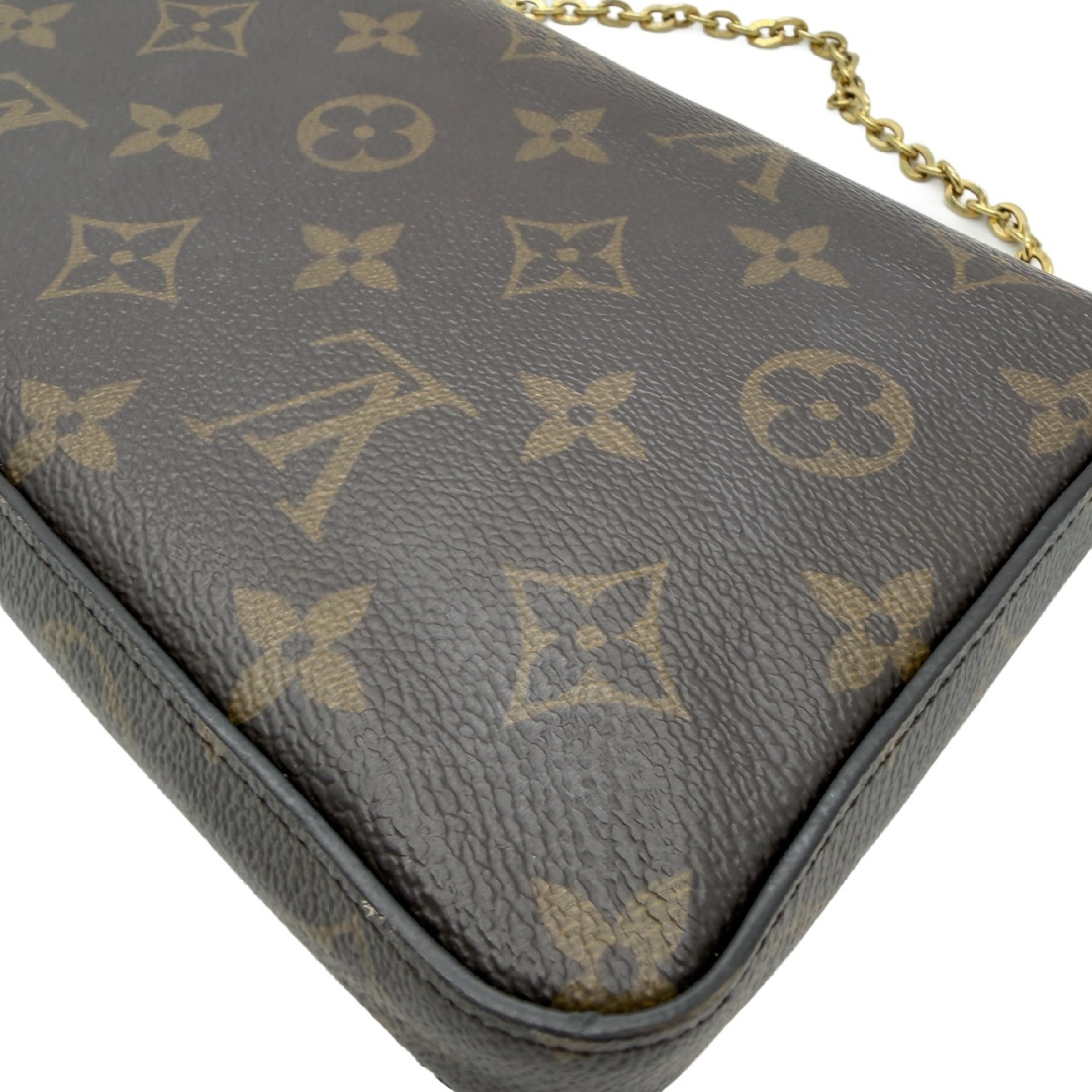 Monogram Pochette Felicie Chain Shoulder Bag Fuchsia Gold Hardware Shoulder Bag — view 9