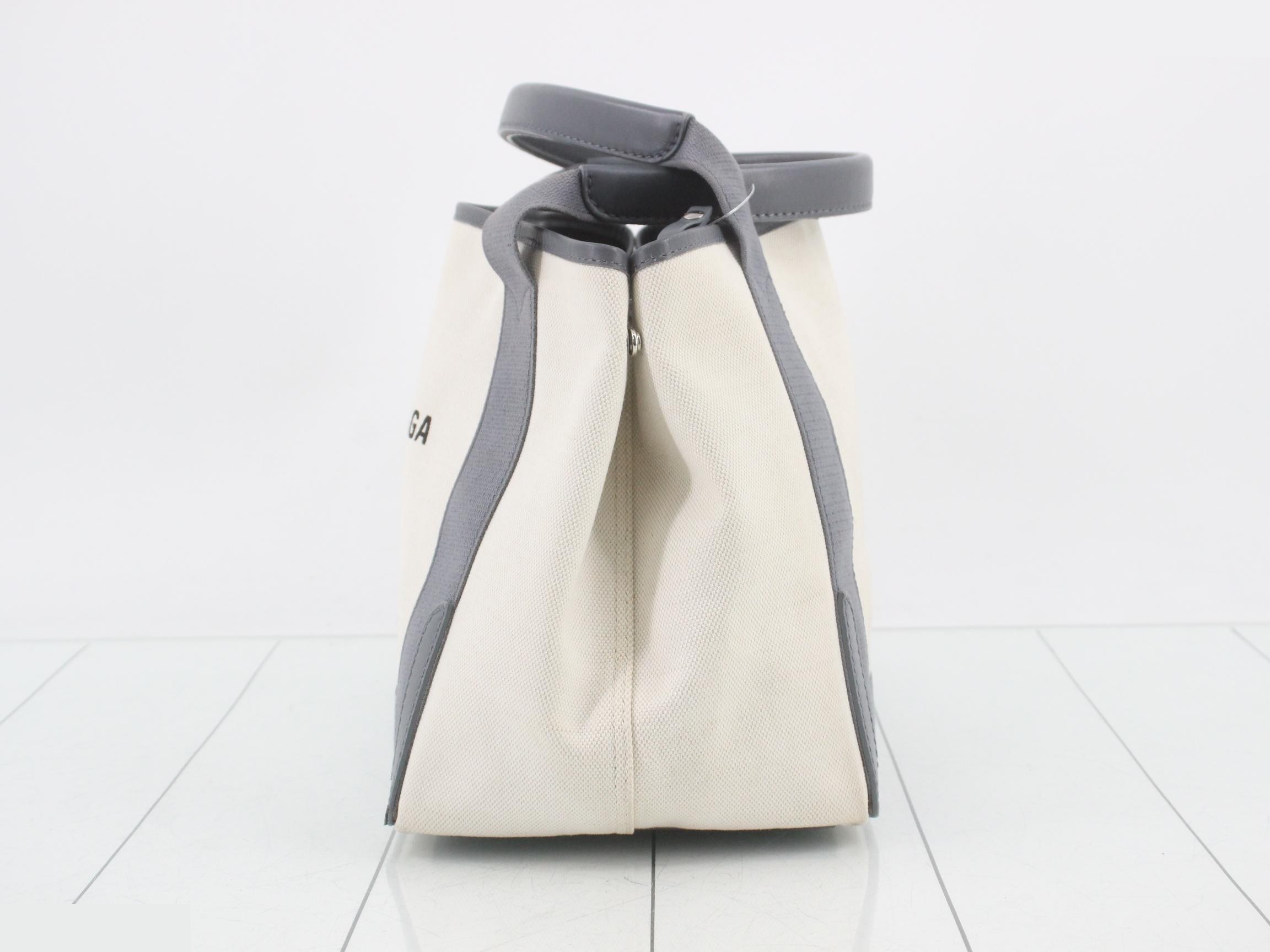 Navy Cabas S, Ivory, Gray Canvas — view 3