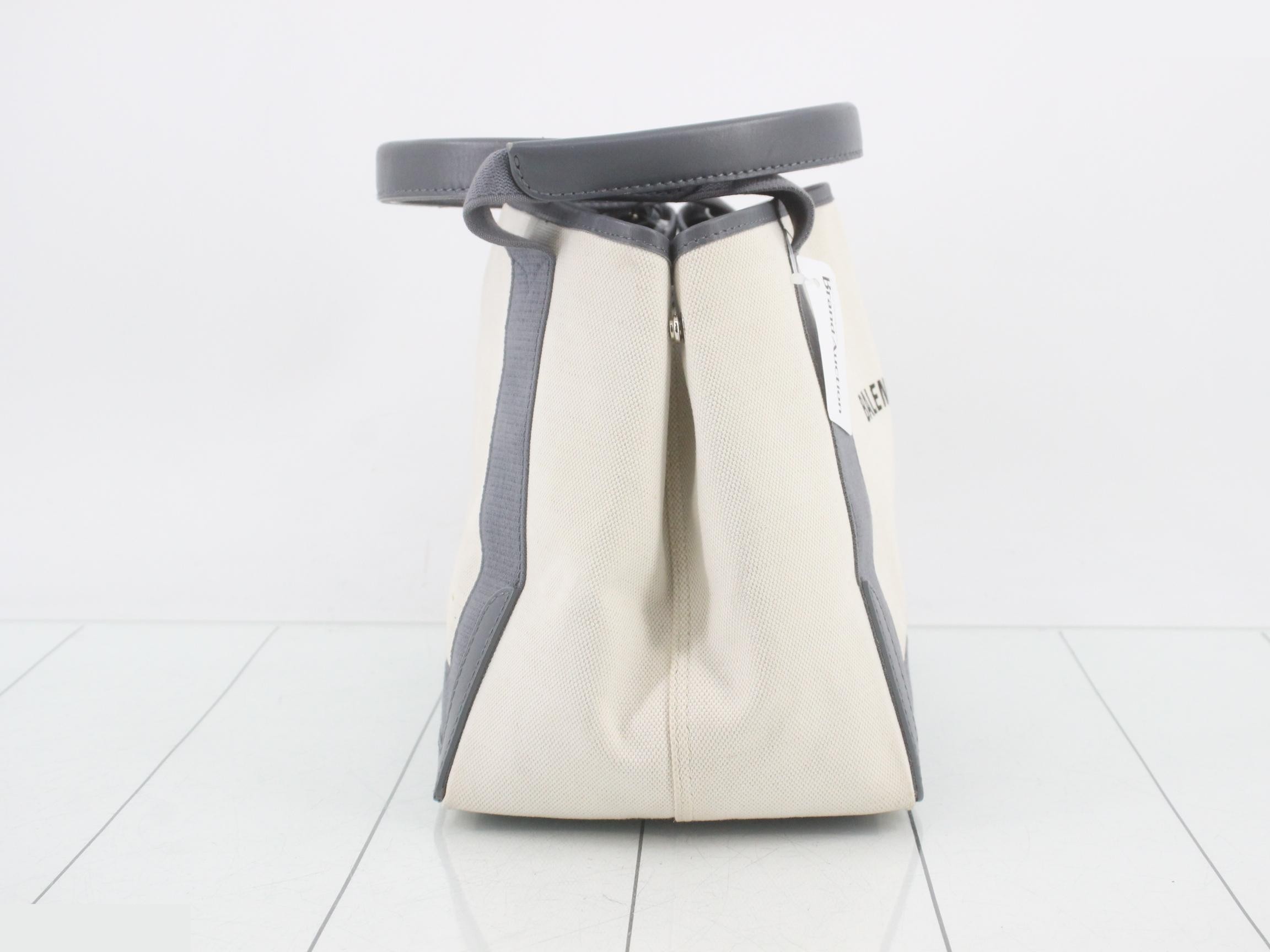 Navy Cabas S, Ivory, Gray Canvas — view 4