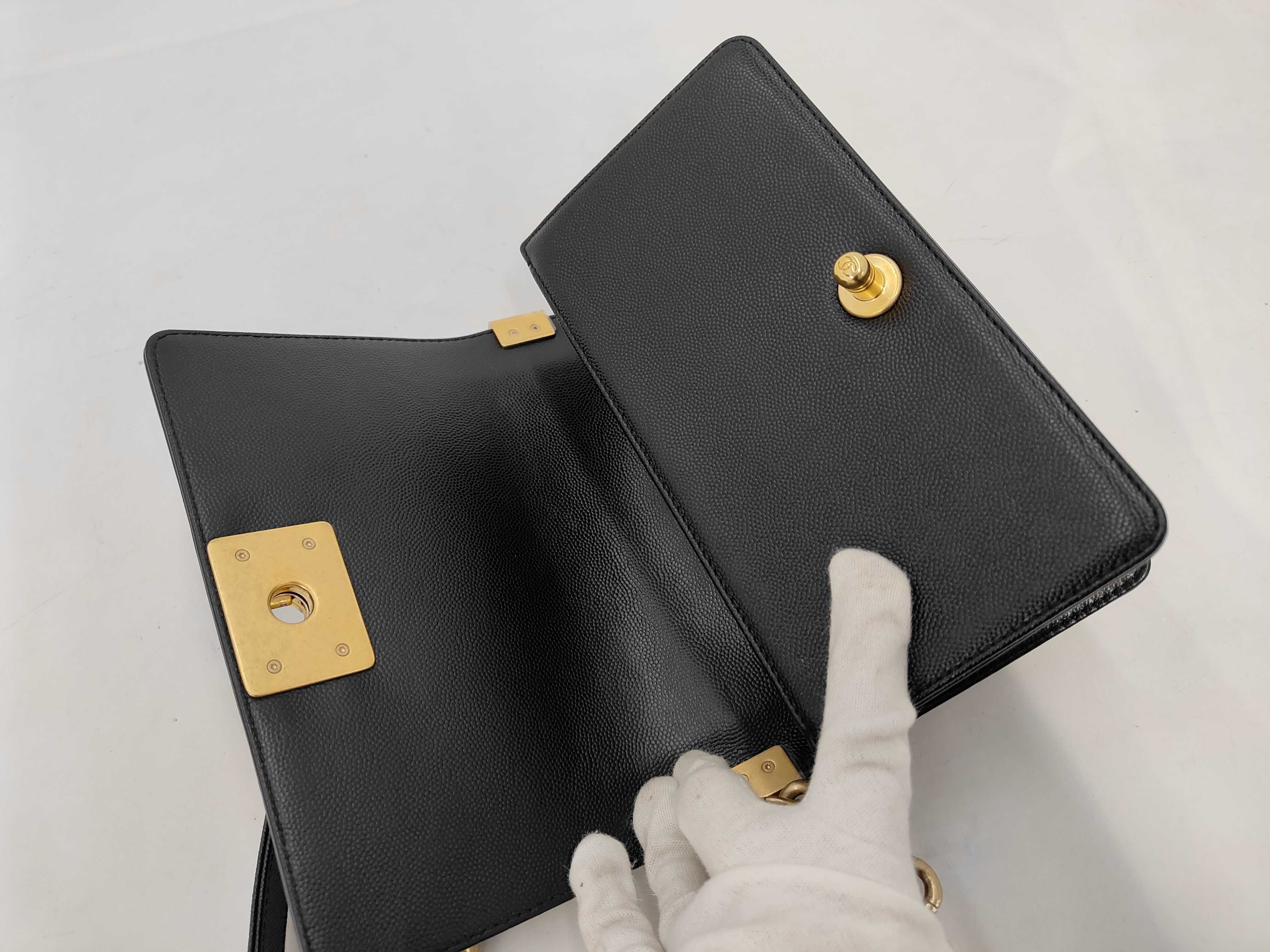 Boy Chanel Caviar Matelassé Plate Shoulder Bag — view 8