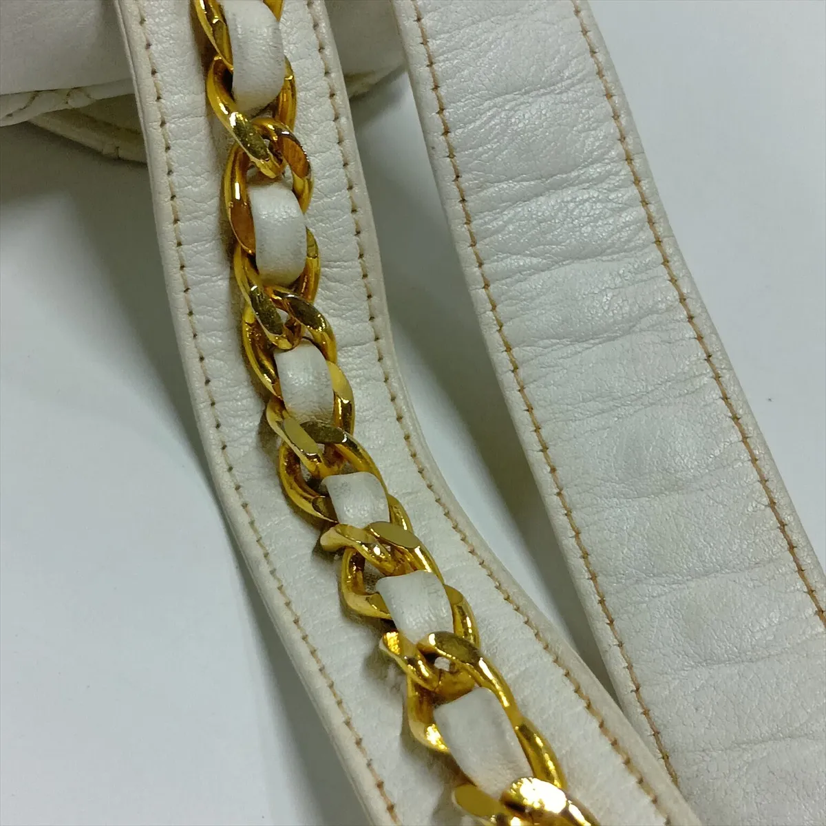 Bicolore Lambskin Waist Pouch, White with Gold Hardware — view 14