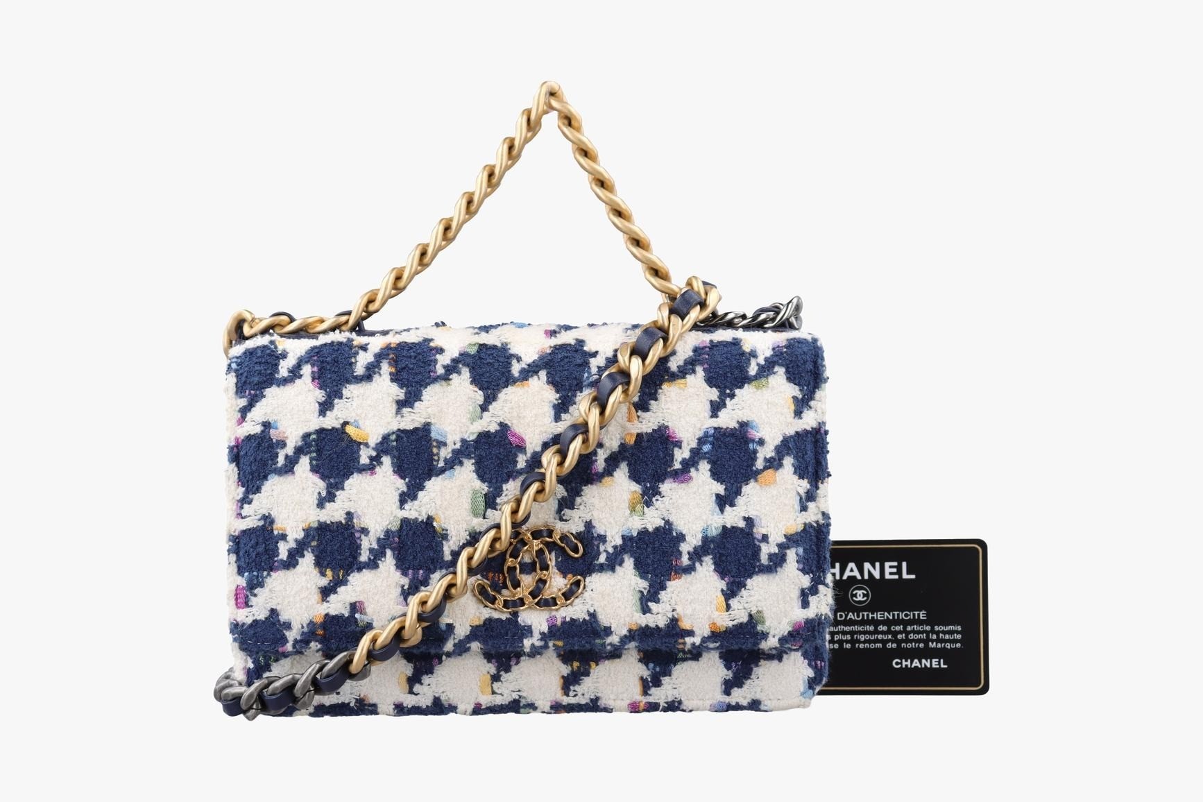 19 Flap Houndstooth Fabric White x Navy