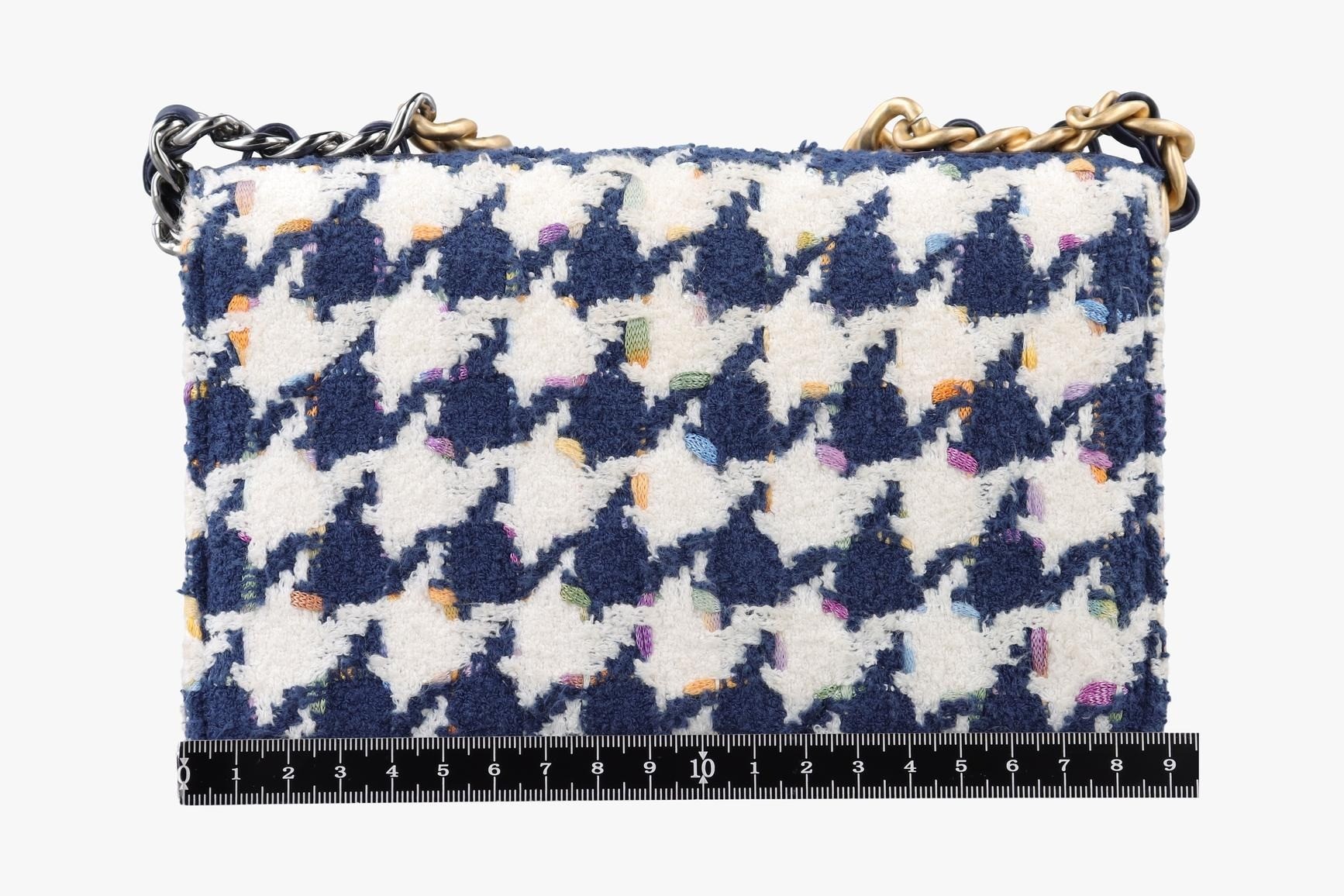 19 Flap Houndstooth Fabric White x Navy — view 2
