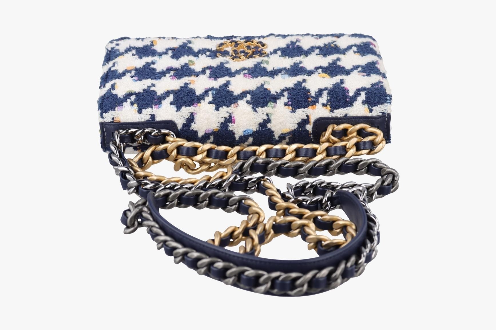 19 Flap Houndstooth Fabric White x Navy — view 5