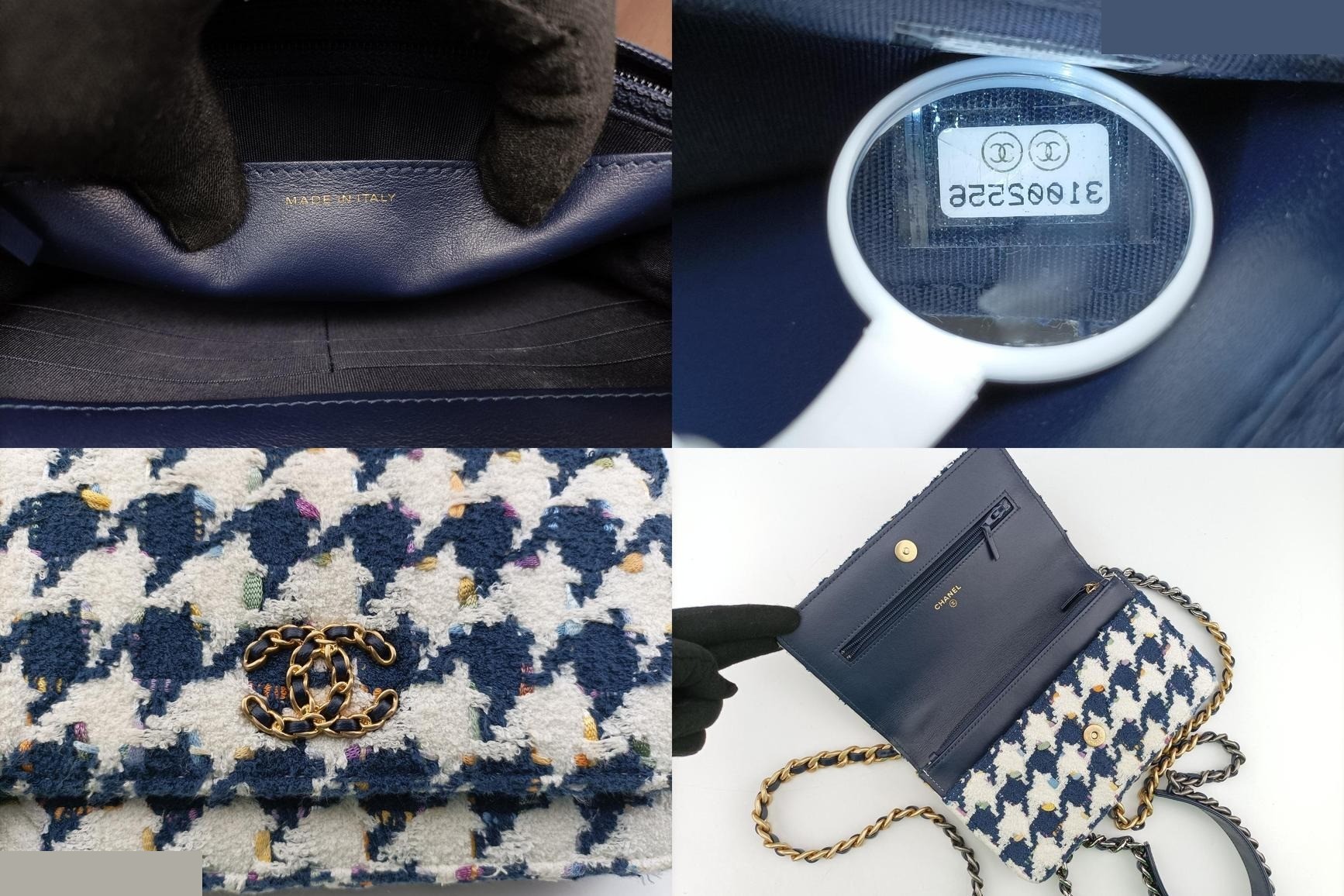19 Flap Houndstooth Fabric White x Navy — view 8