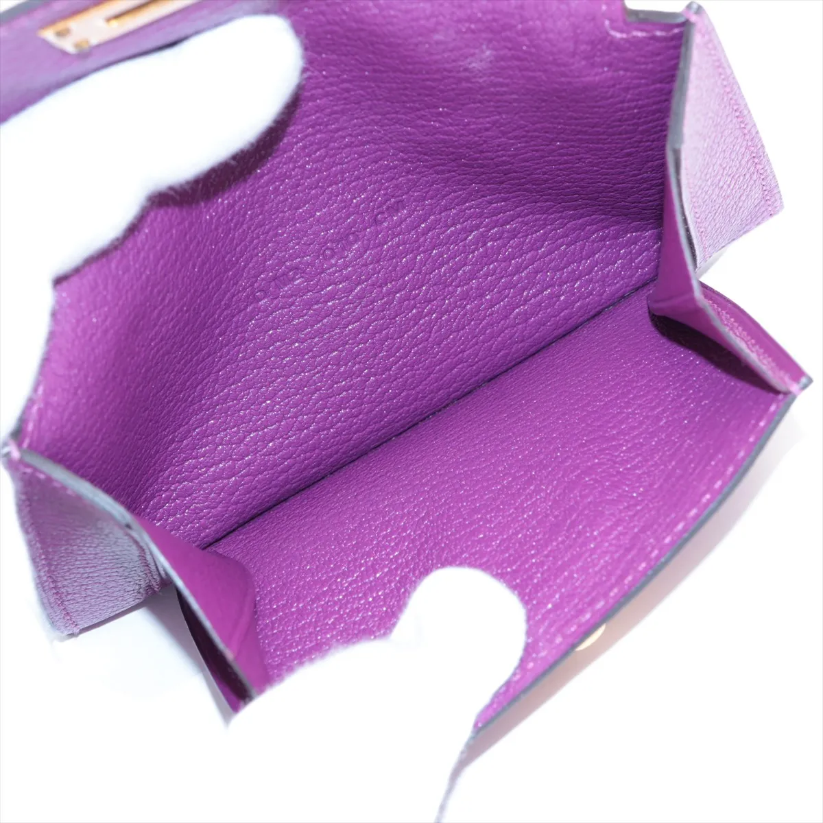 Kelly Pocket Compact Chevre Misor Coin Case Purple Gold Hardware D:2019 — view 4
