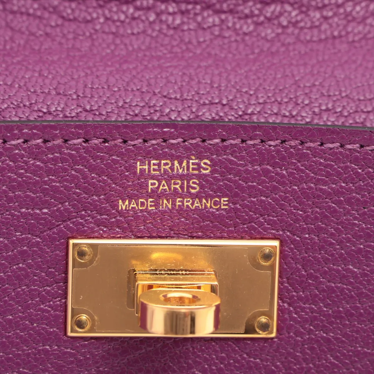 Kelly Pocket Compact Chevre Misor Coin Case Purple Gold Hardware D:2019 — view 6