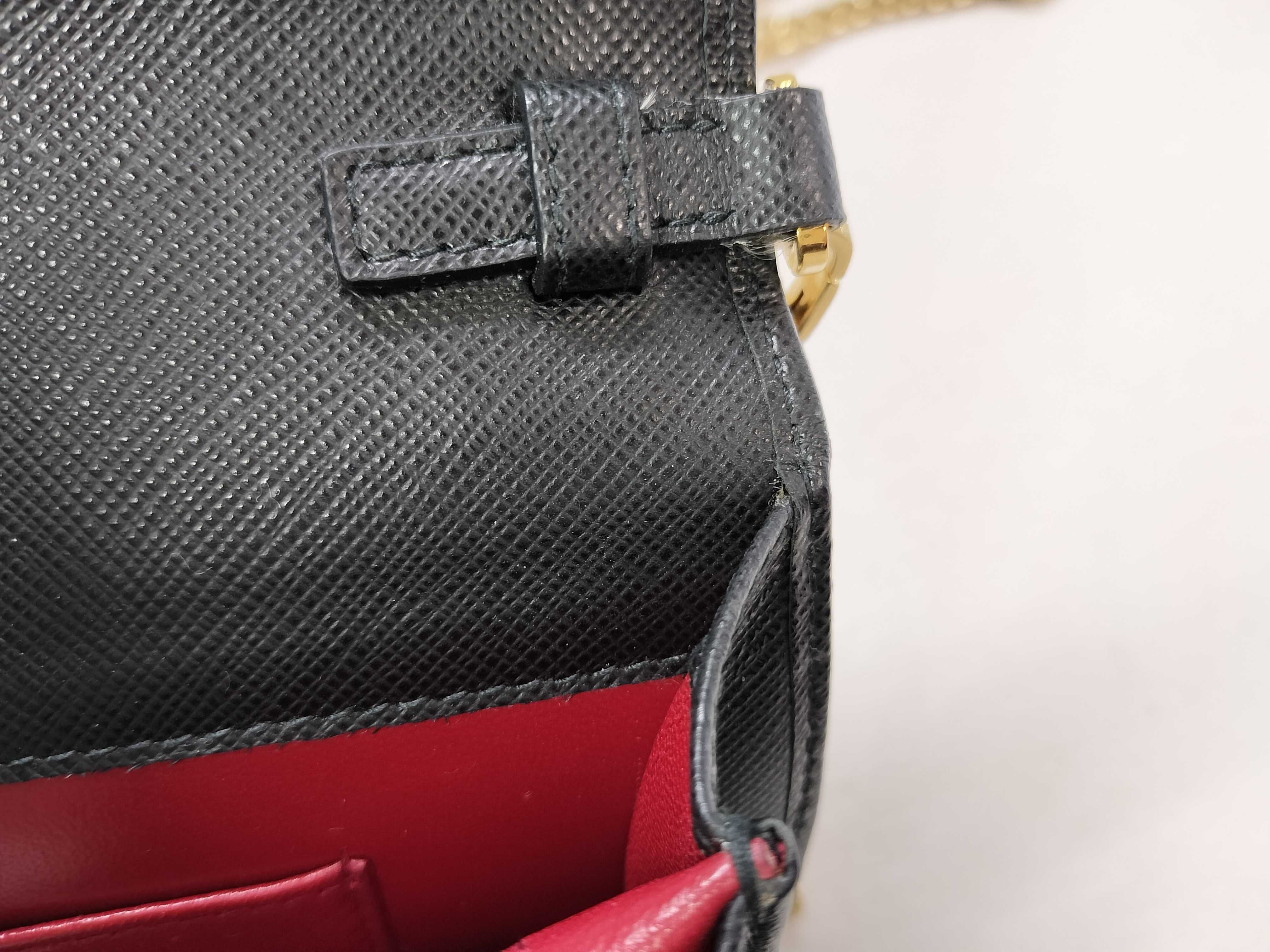 KR- Saffiano WOC Chain Wallet Black 1BP006 Shoulder Bag — view 11