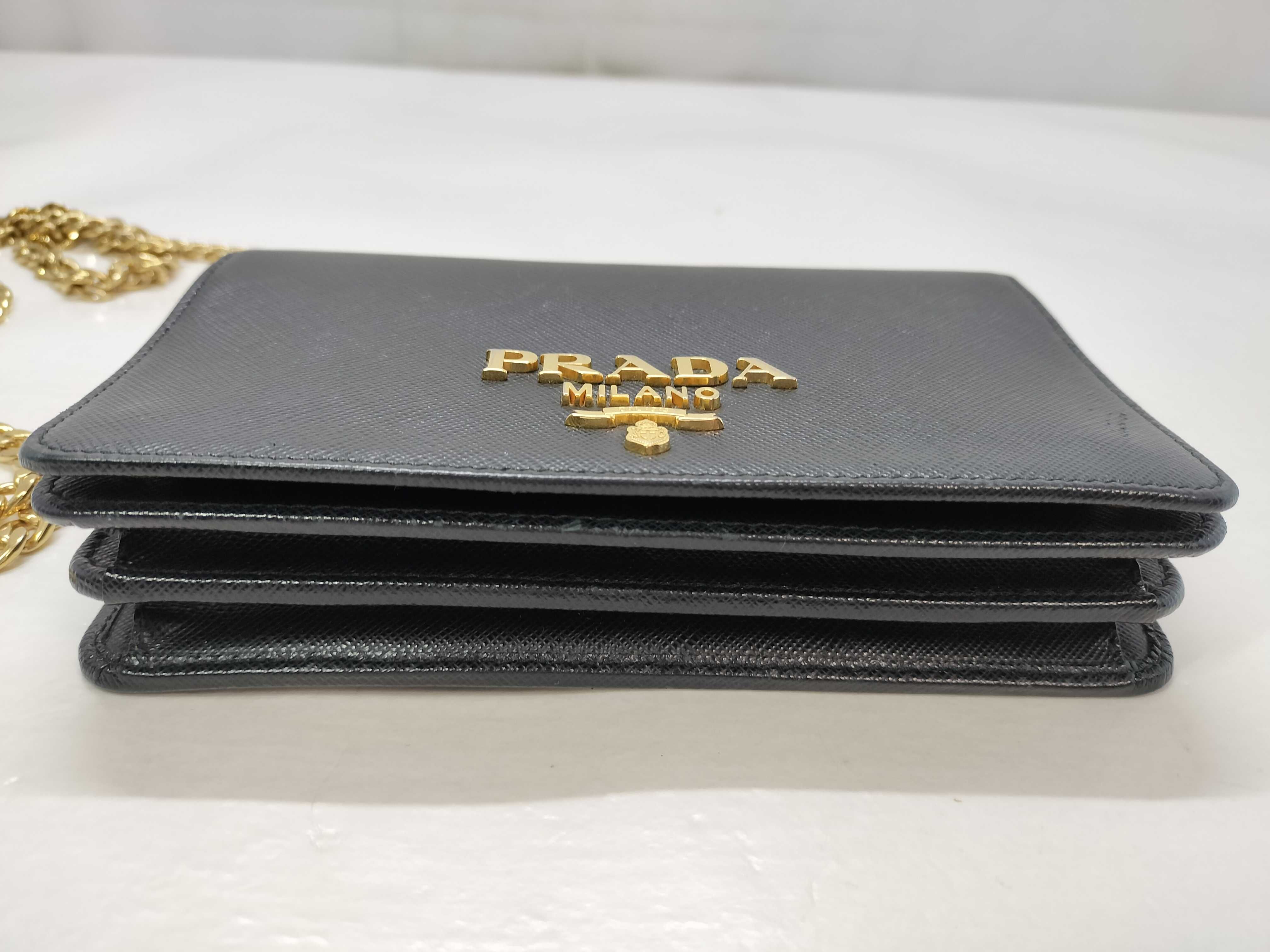 KR- Saffiano WOC Chain Wallet Black 1BP006 Shoulder Bag — view 14