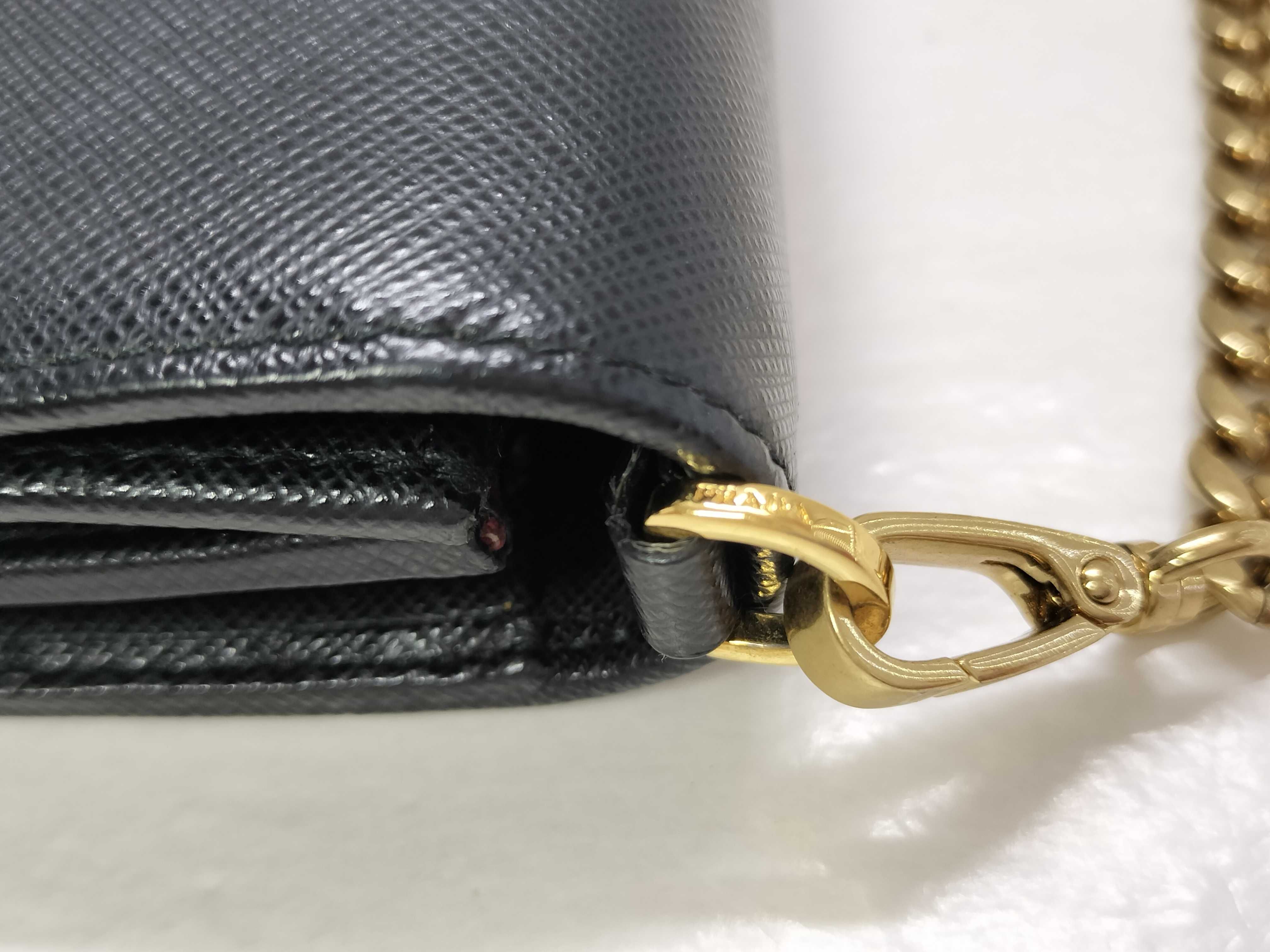 KR- Saffiano WOC Chain Wallet Black 1BP006 Shoulder Bag — view 5