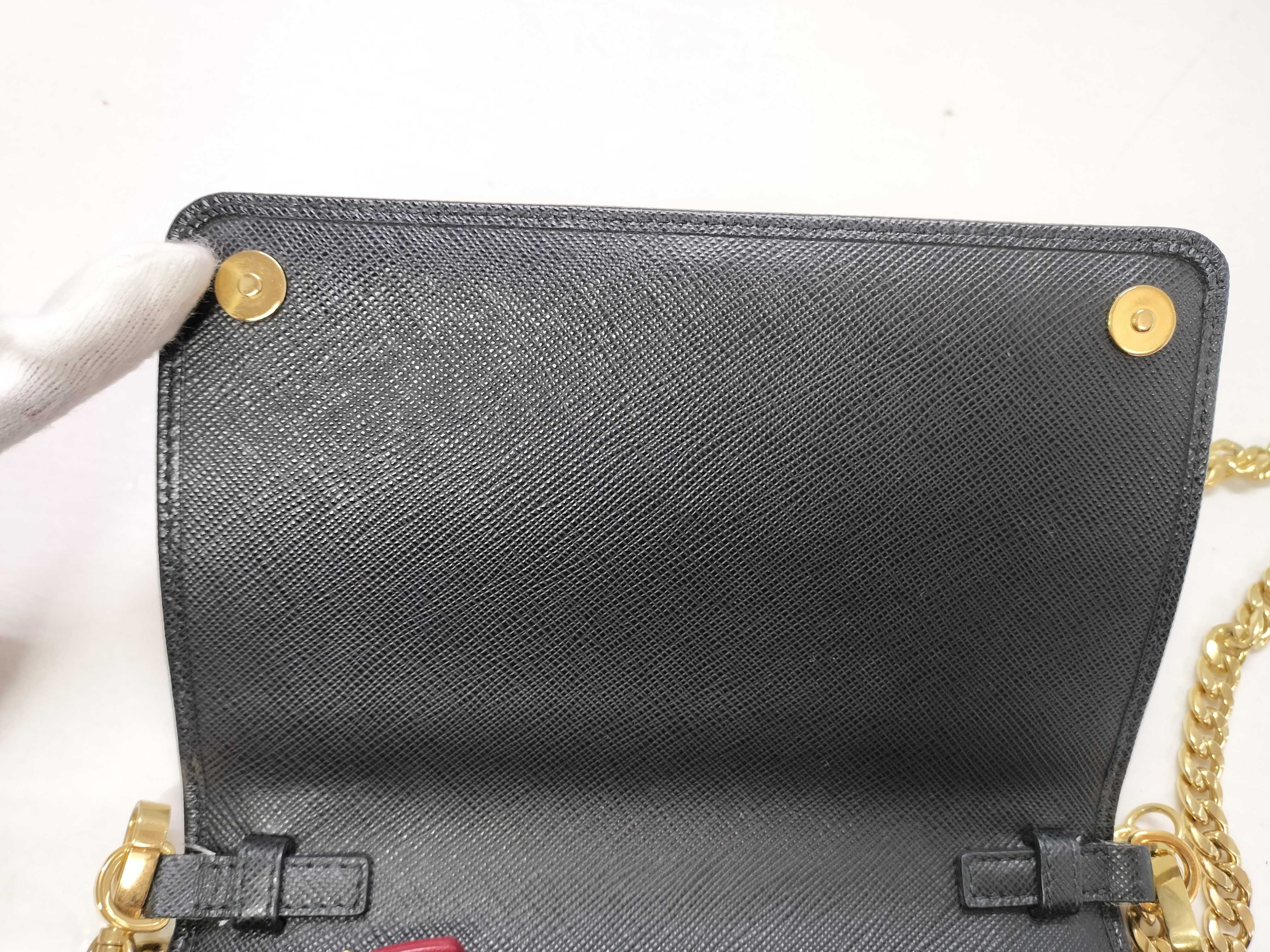 KR- Saffiano WOC Chain Wallet Black 1BP006 Shoulder Bag — view 10
