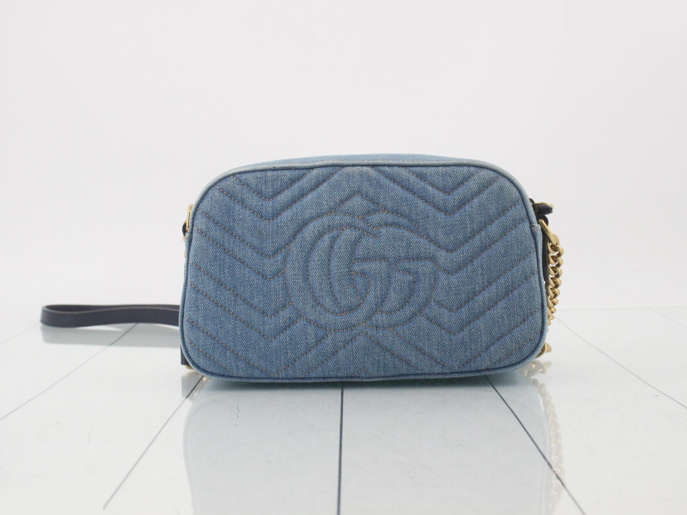 GG Marmont Quilted Denim Small Shoulder Bag — view 2