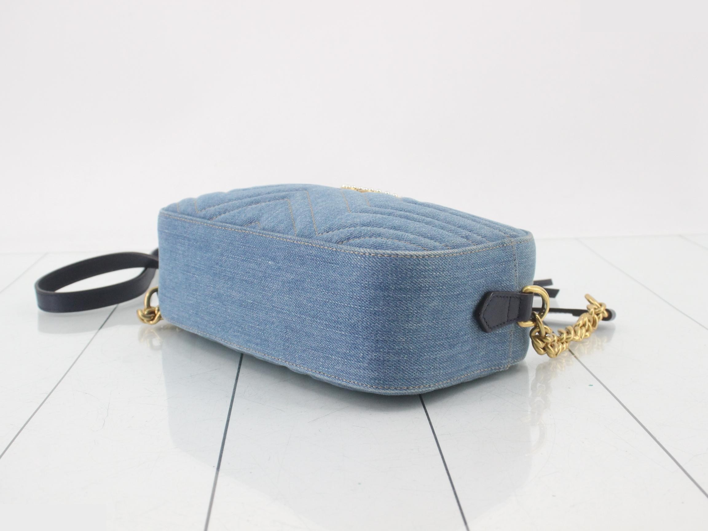 GG Marmont Quilted Denim Small Shoulder Bag — view 6