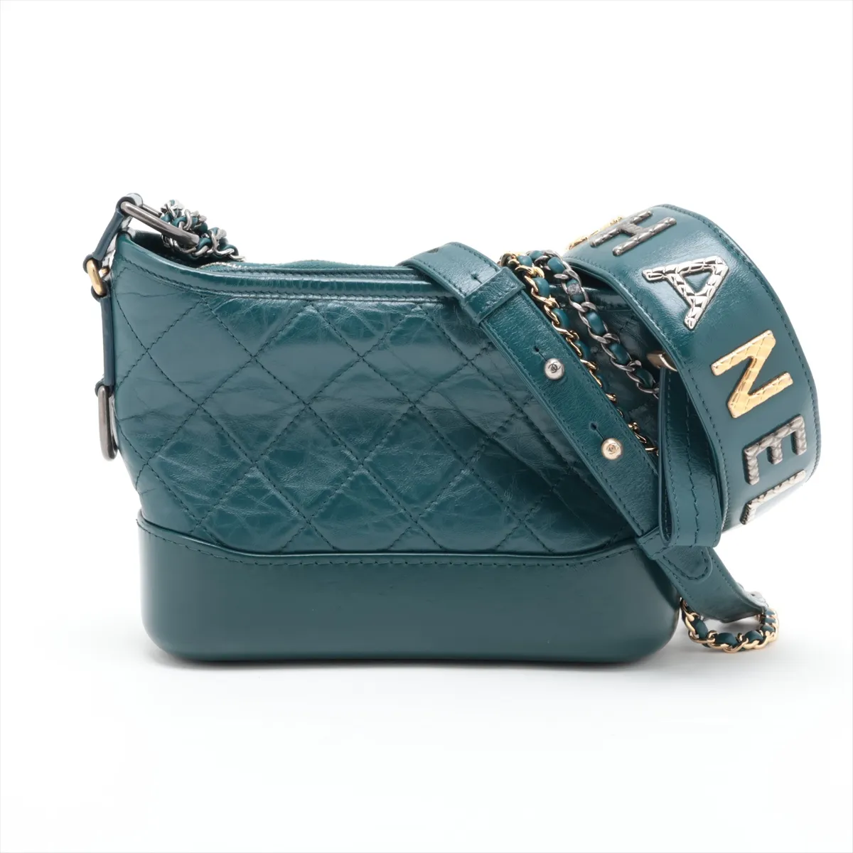 Gabrielle de Chanel Vintage Calfskin 2-Way Shoulder Bag, Green with Gold and Silver Hardware, 30547414 (Serial Number in the 30s)