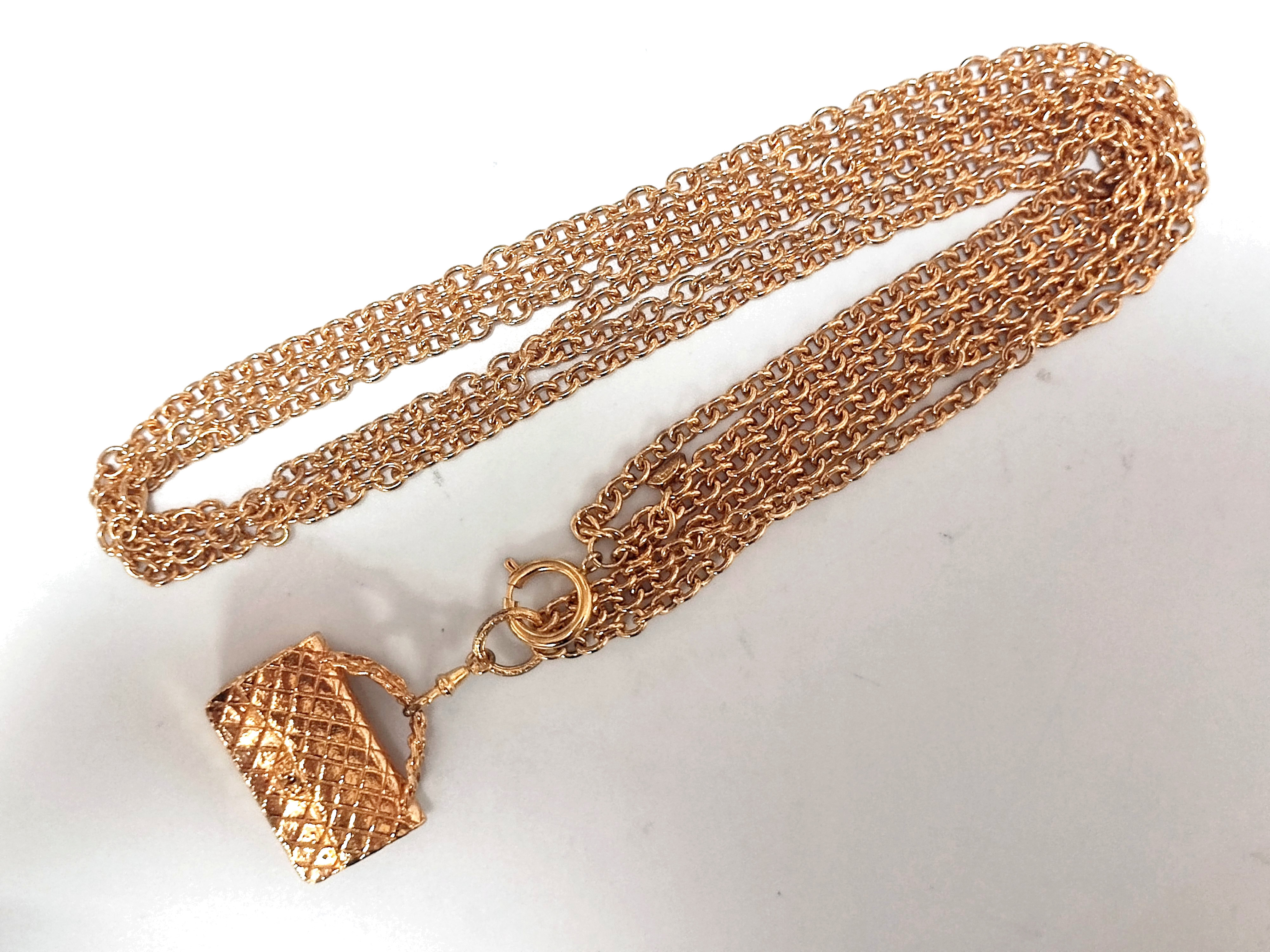 Coco Mark Matelassé Bag Triple Strand Necklace — view 4