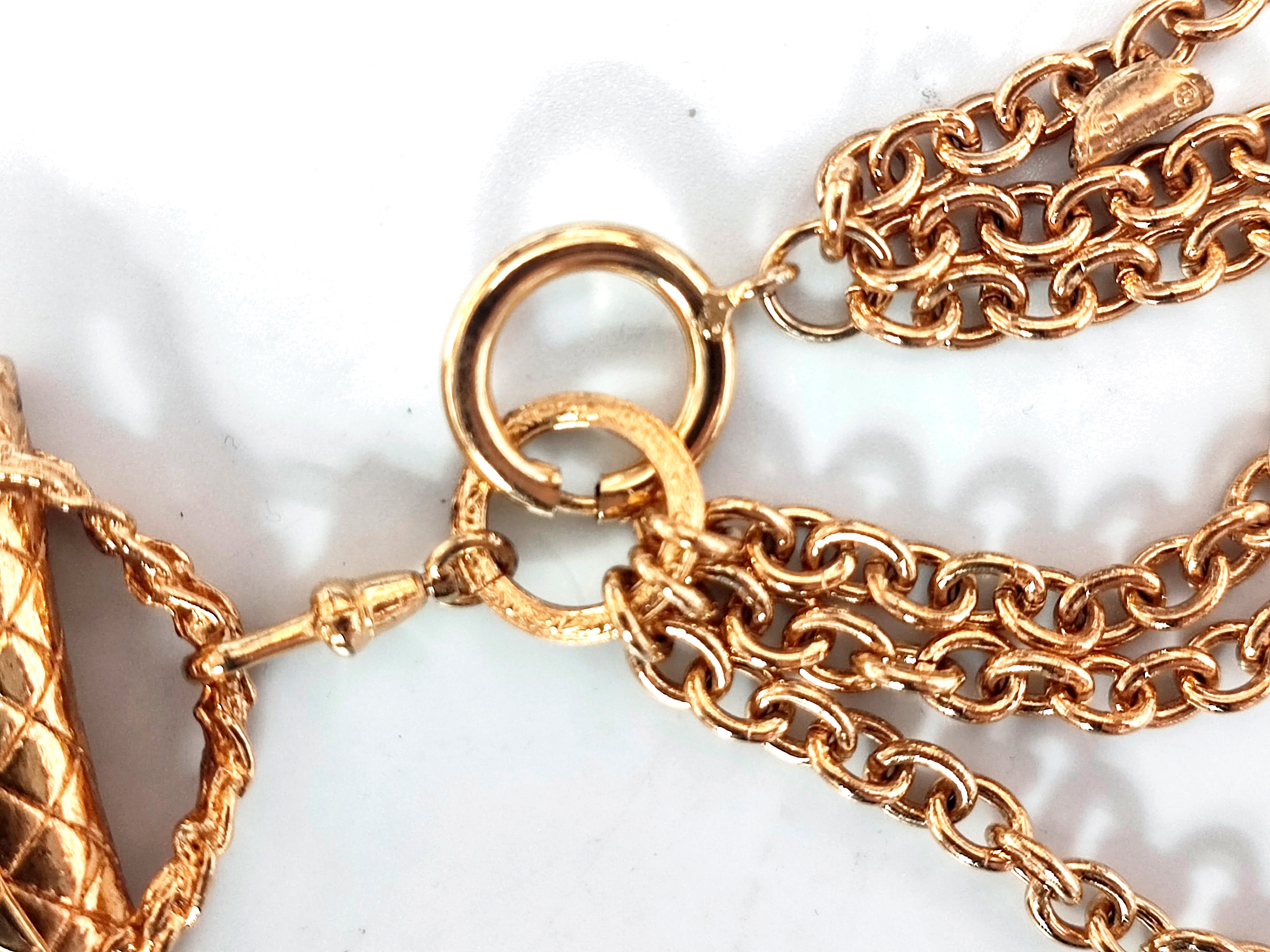 Coco Mark Matelassé Bag Triple Strand Necklace — view 10