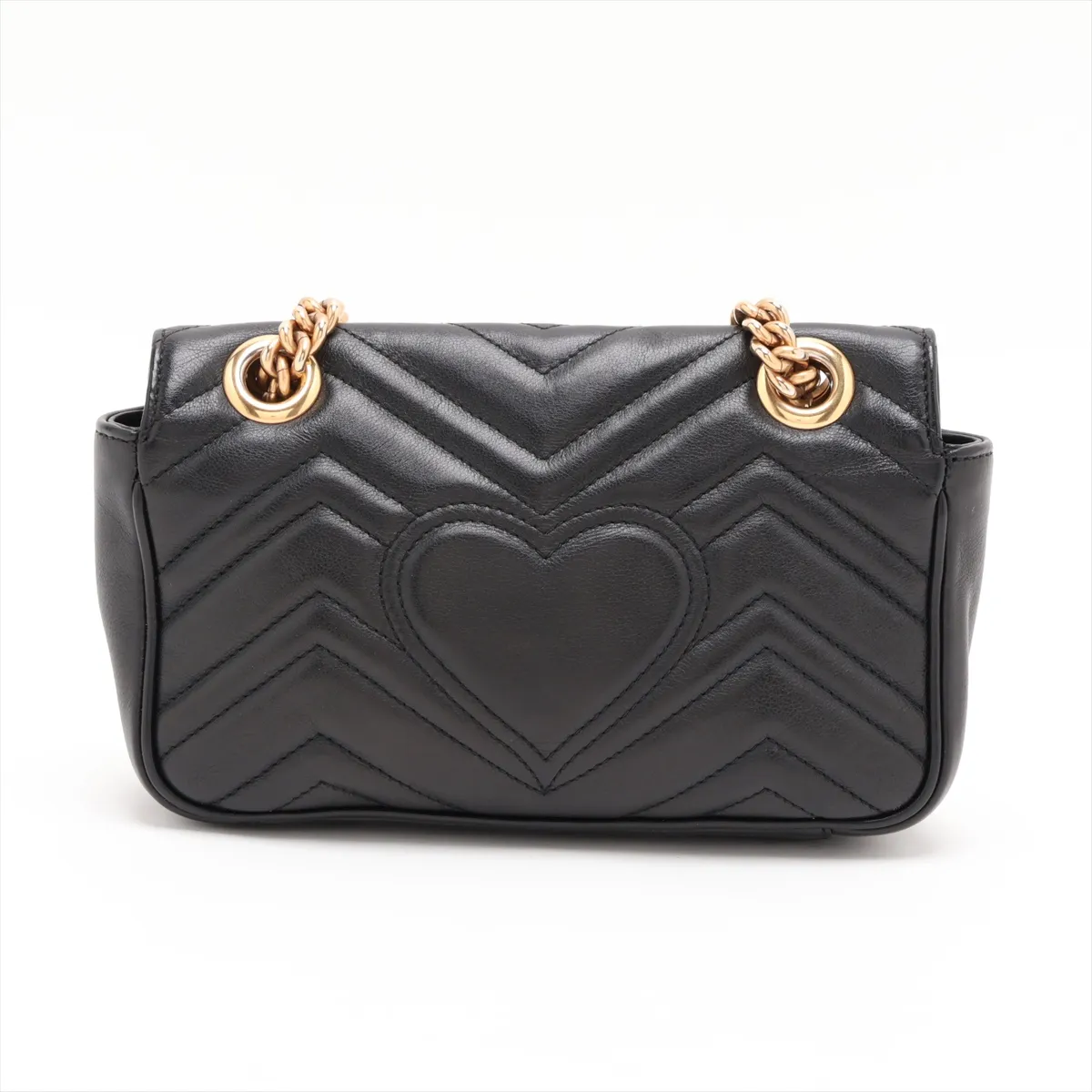 GG Marmont 446744 Leather Chain Shoulder Bag, Black — view 2