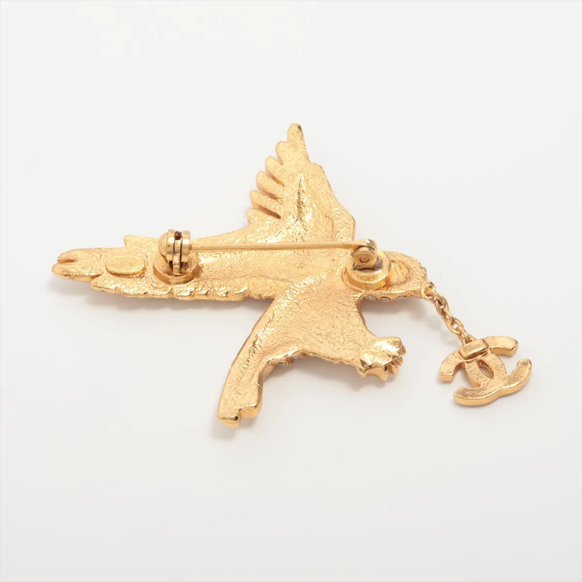 Eagle 01P Brooch, GP x Rhinestone, Gold, — view 2