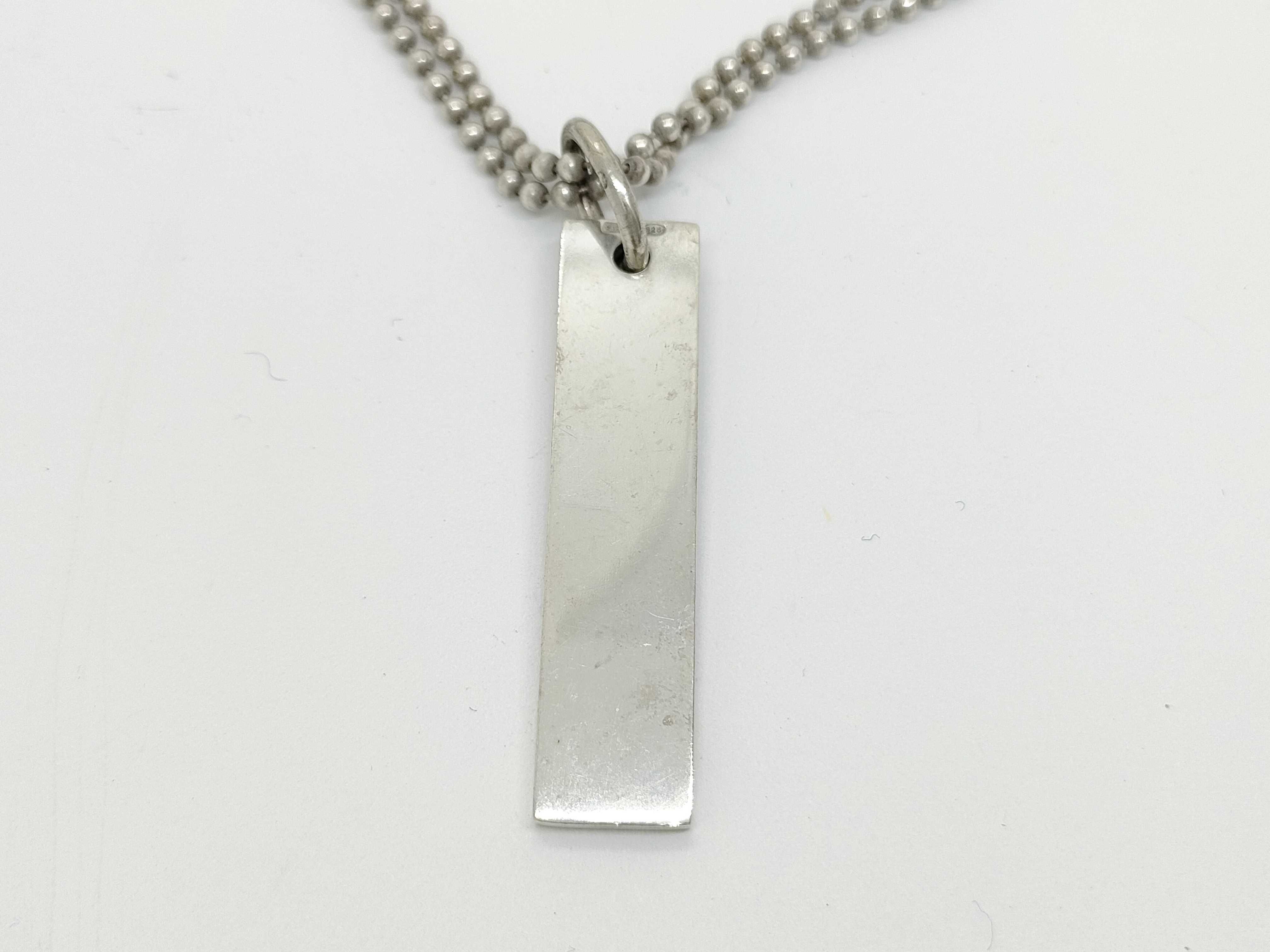 Plate Square Ball Chain Necklace, SV925, 23.8g — view 2