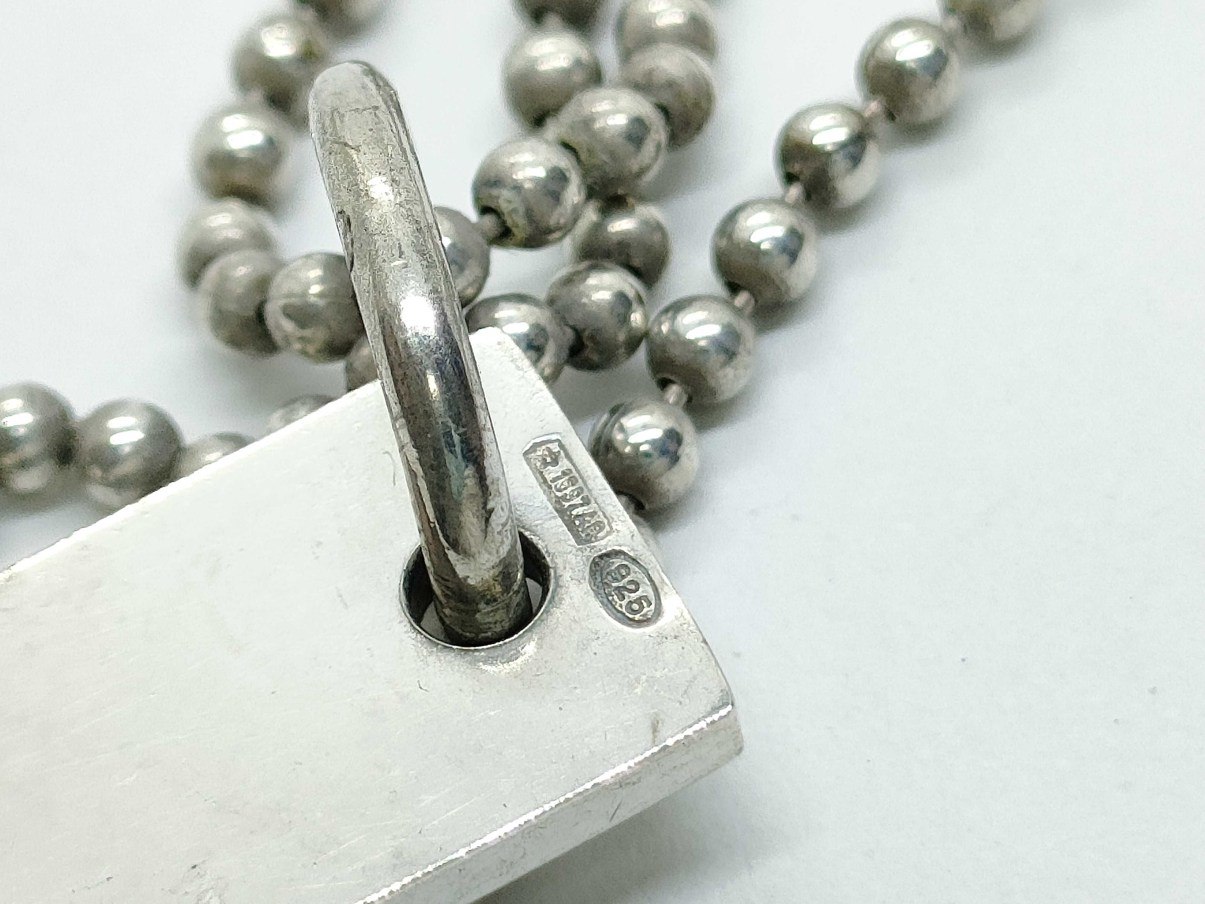 Plate Square Ball Chain Necklace, SV925, 23.8g — view 6