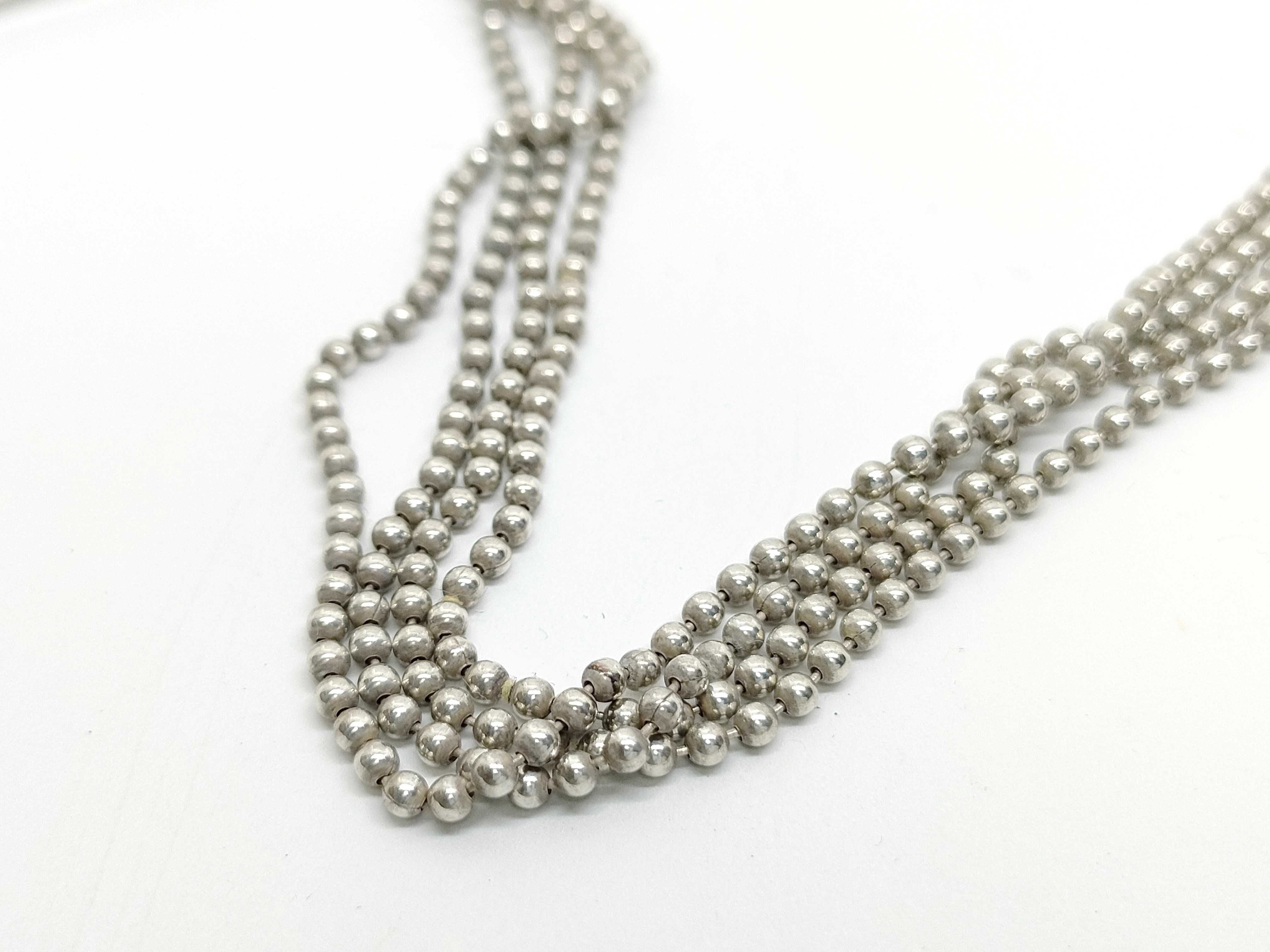 Plate Square Ball Chain Necklace, SV925, 23.8g — view 8