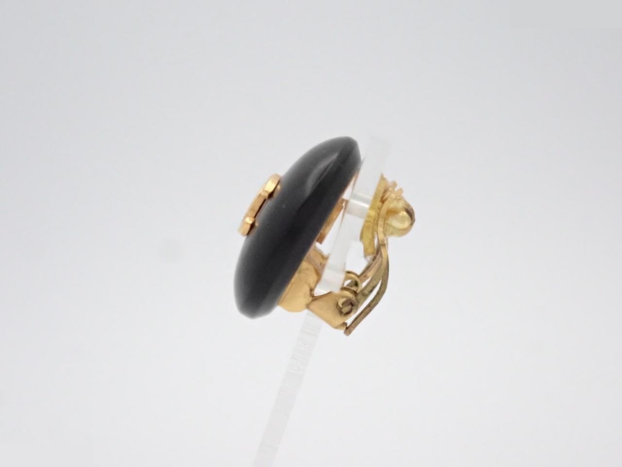 Earrings, Coco Mark design, black and gold. — view 3
