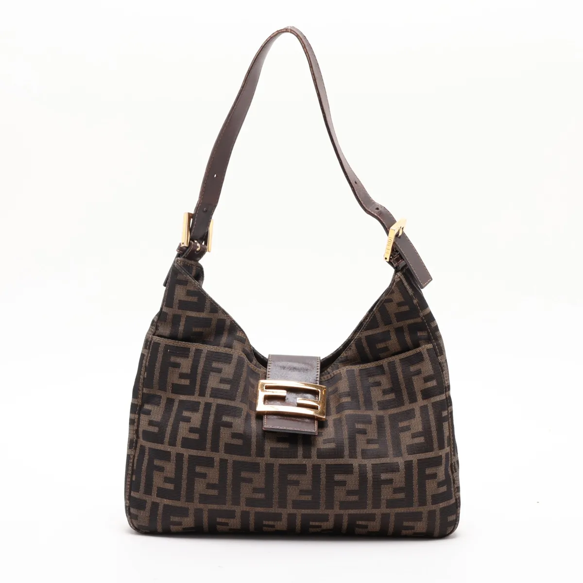 Zucca Canvas x Leather Shoulder Bag, Brown