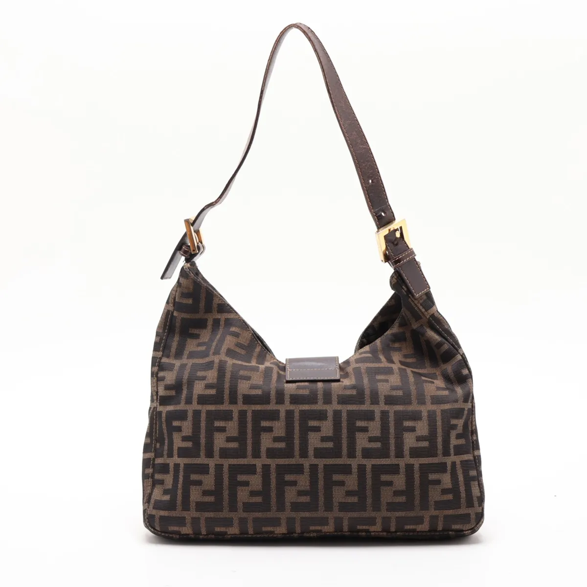 Zucca Canvas x Leather Shoulder Bag, Brown — view 2
