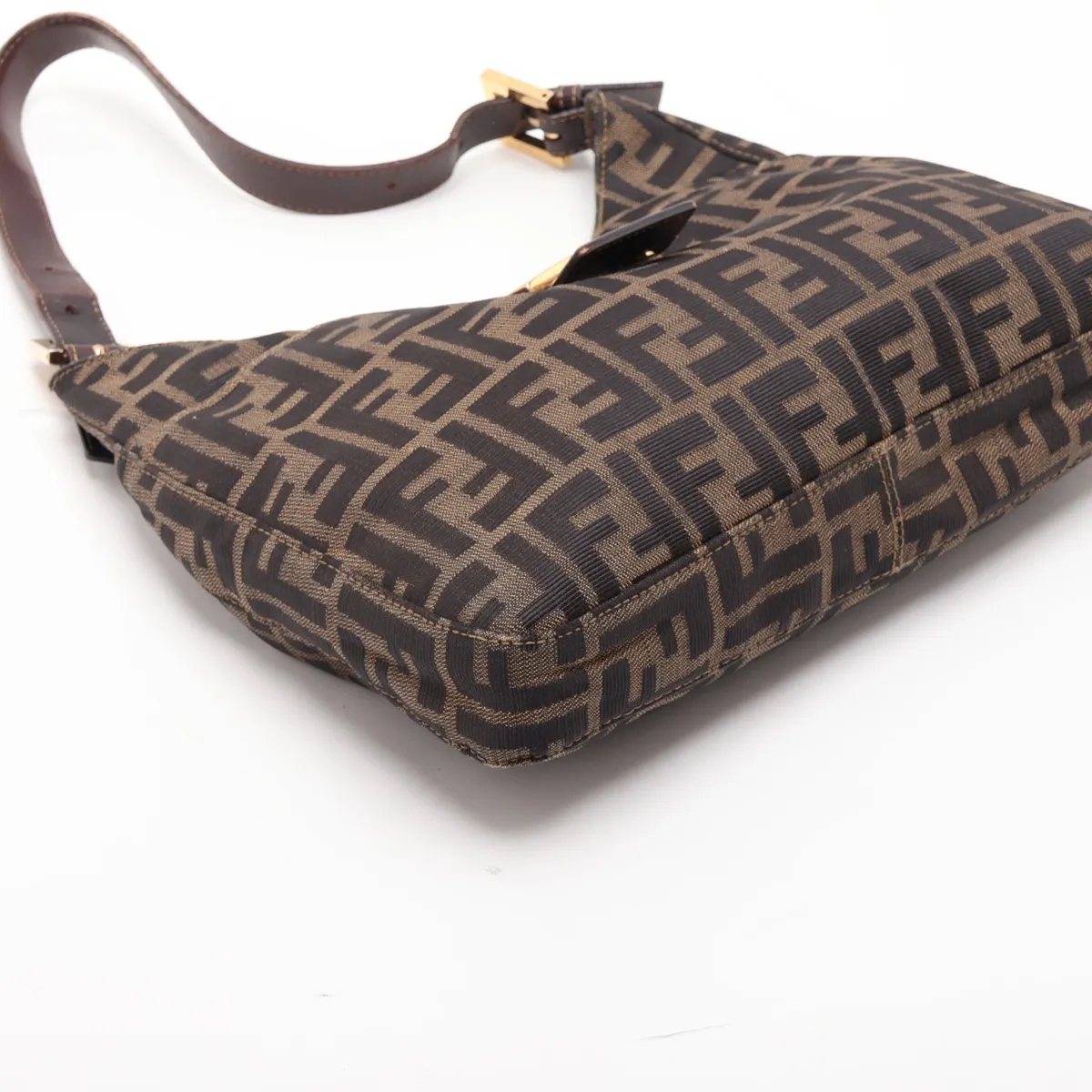 Zucca Canvas x Leather Shoulder Bag, Brown — view 4