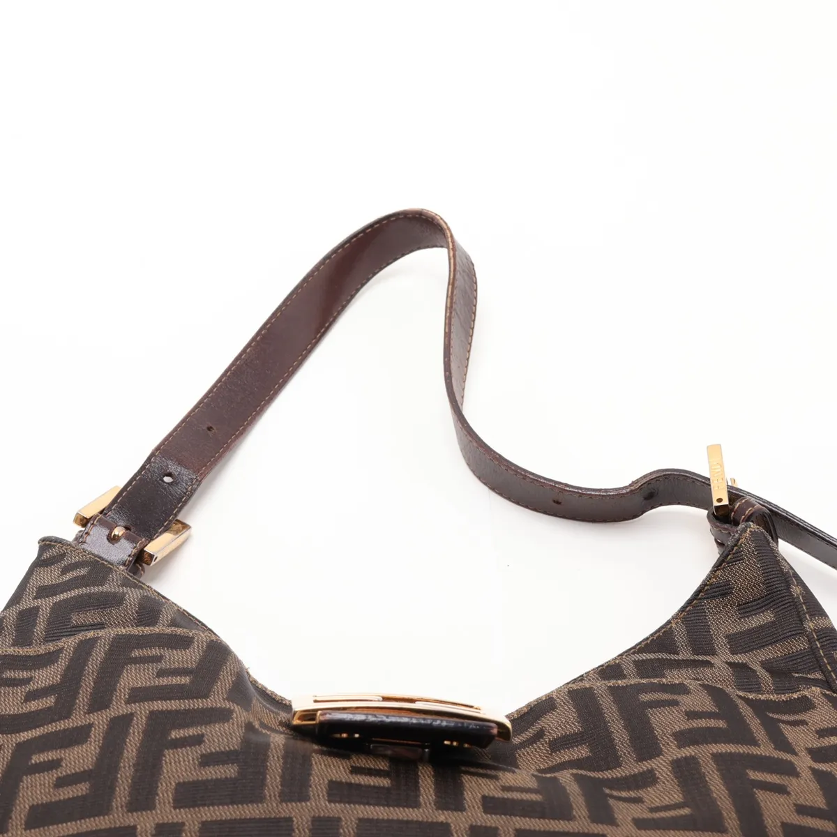 Zucca Canvas x Leather Shoulder Bag, Brown — view 6