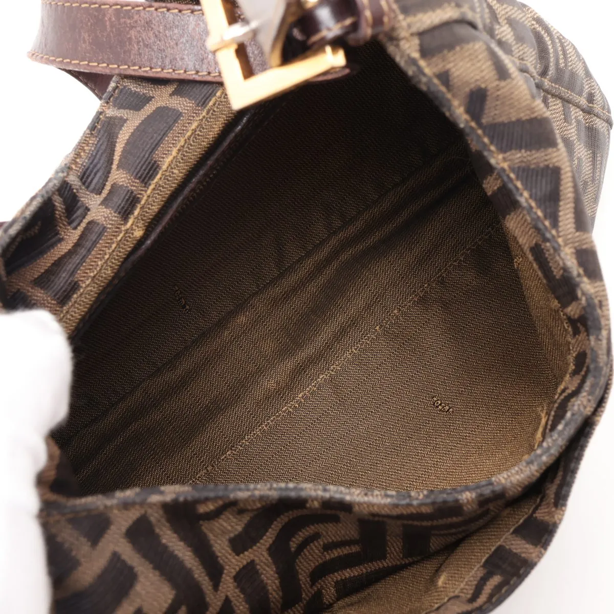 Zucca Canvas x Leather Shoulder Bag, Brown — view 7