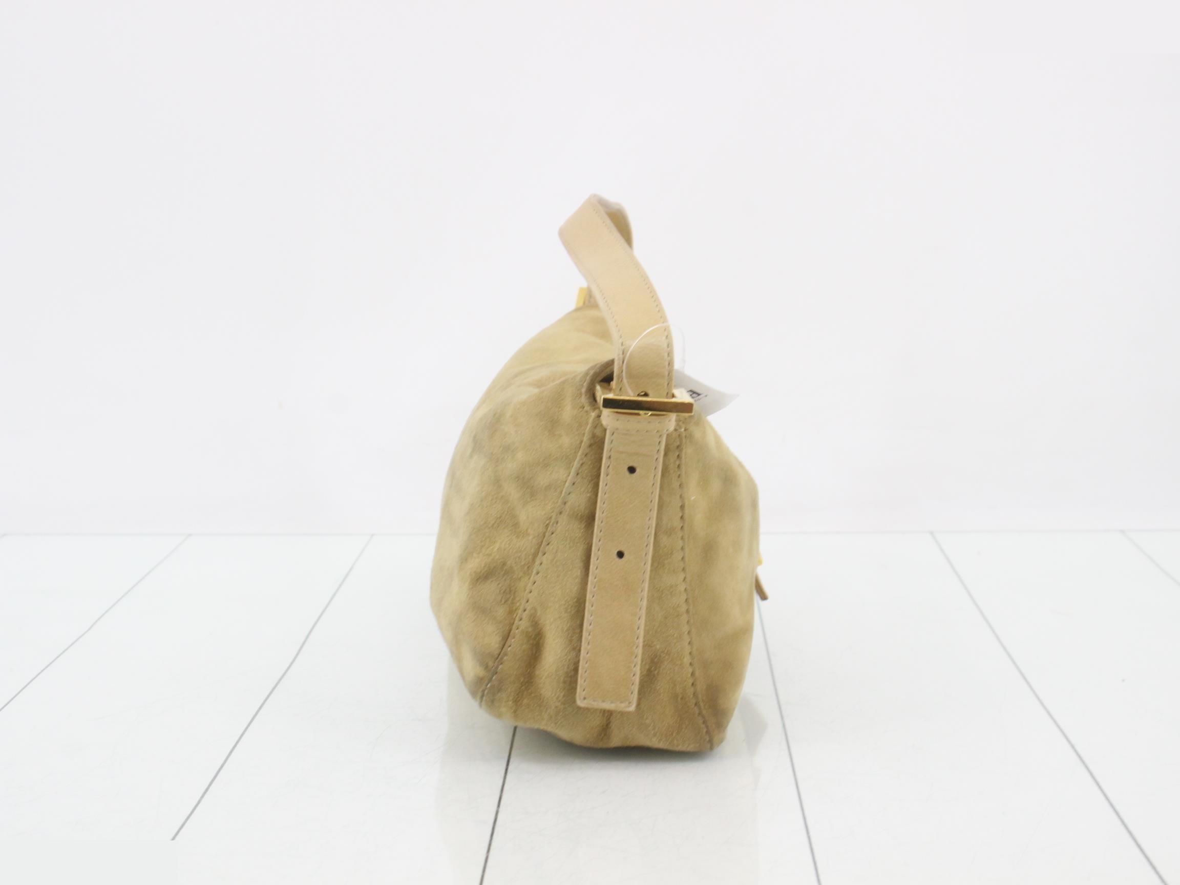 Baguette Shoulder Bag, Suede, Beige — view 4