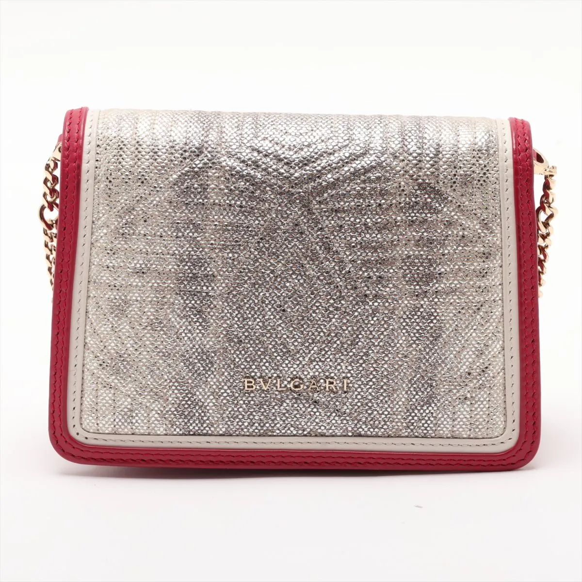 Serpenti Leather Chain Shoulder Bag, Gold x Red, Valentine's Day Limited Edition — view 2